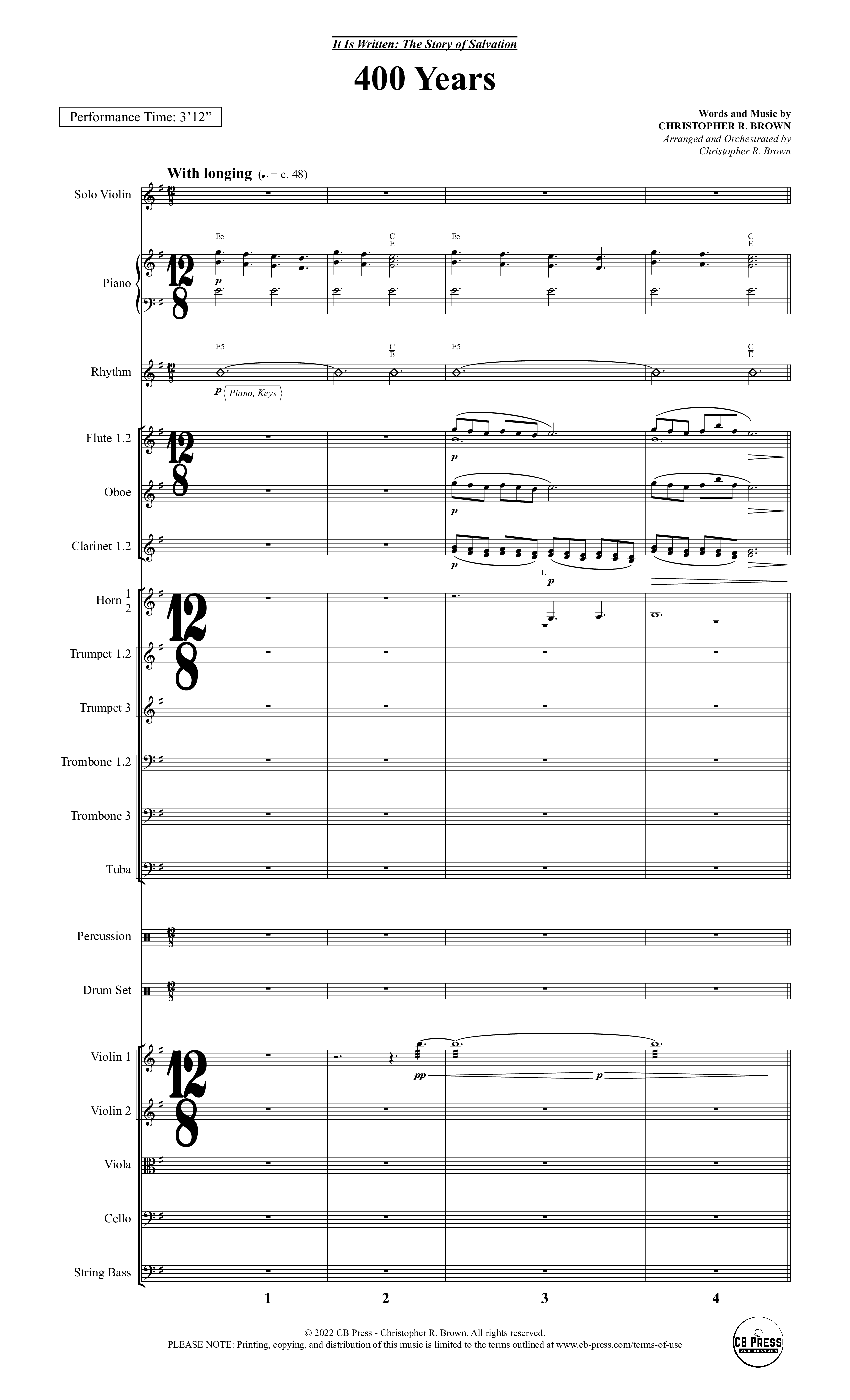 It Is Written (19 Song Choral Collection) Song 10 (Orchestration) (Christopher R. Brown)