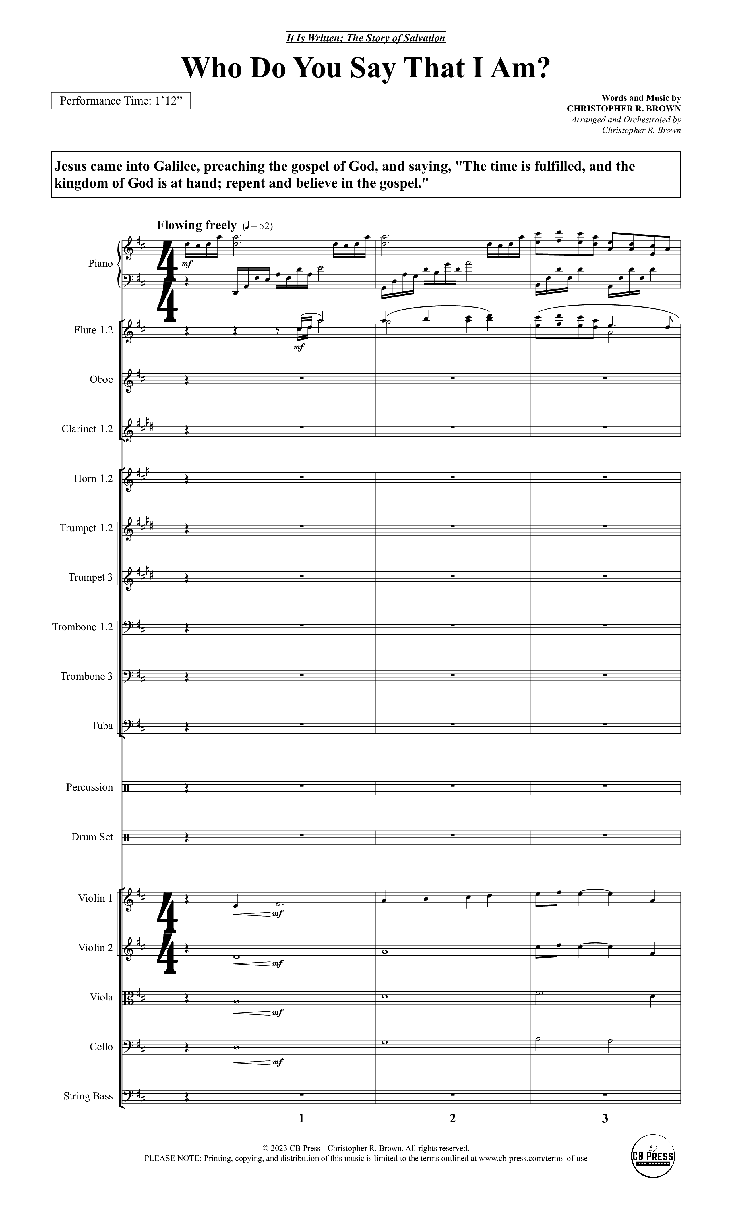 It Is Written (19 Song Choral Collection) Song 12 (Orchestration) (Christopher R. Brown)