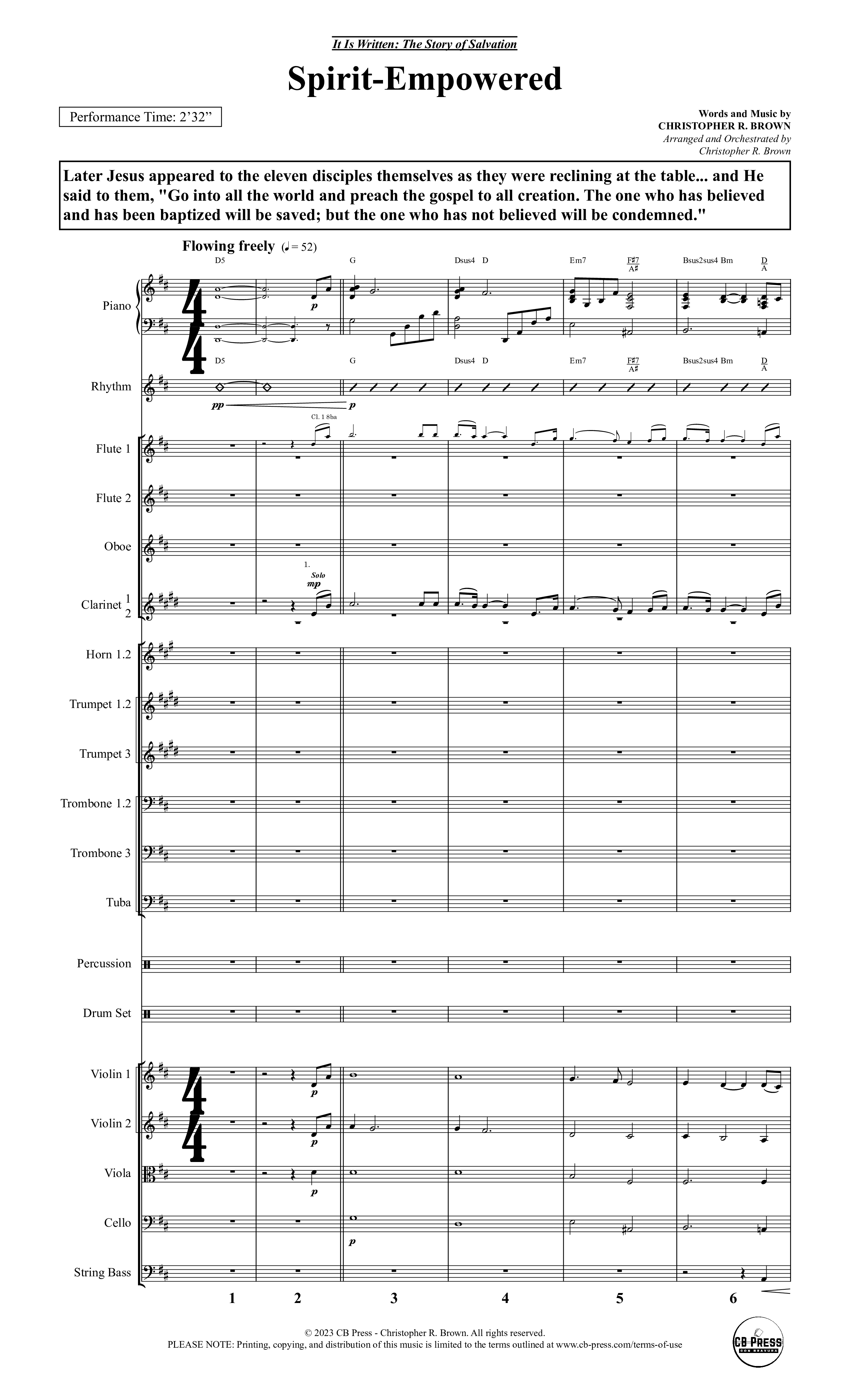 It Is Written (19 Song Choral Collection) Song 15 (Orchestration) (Christopher R. Brown)