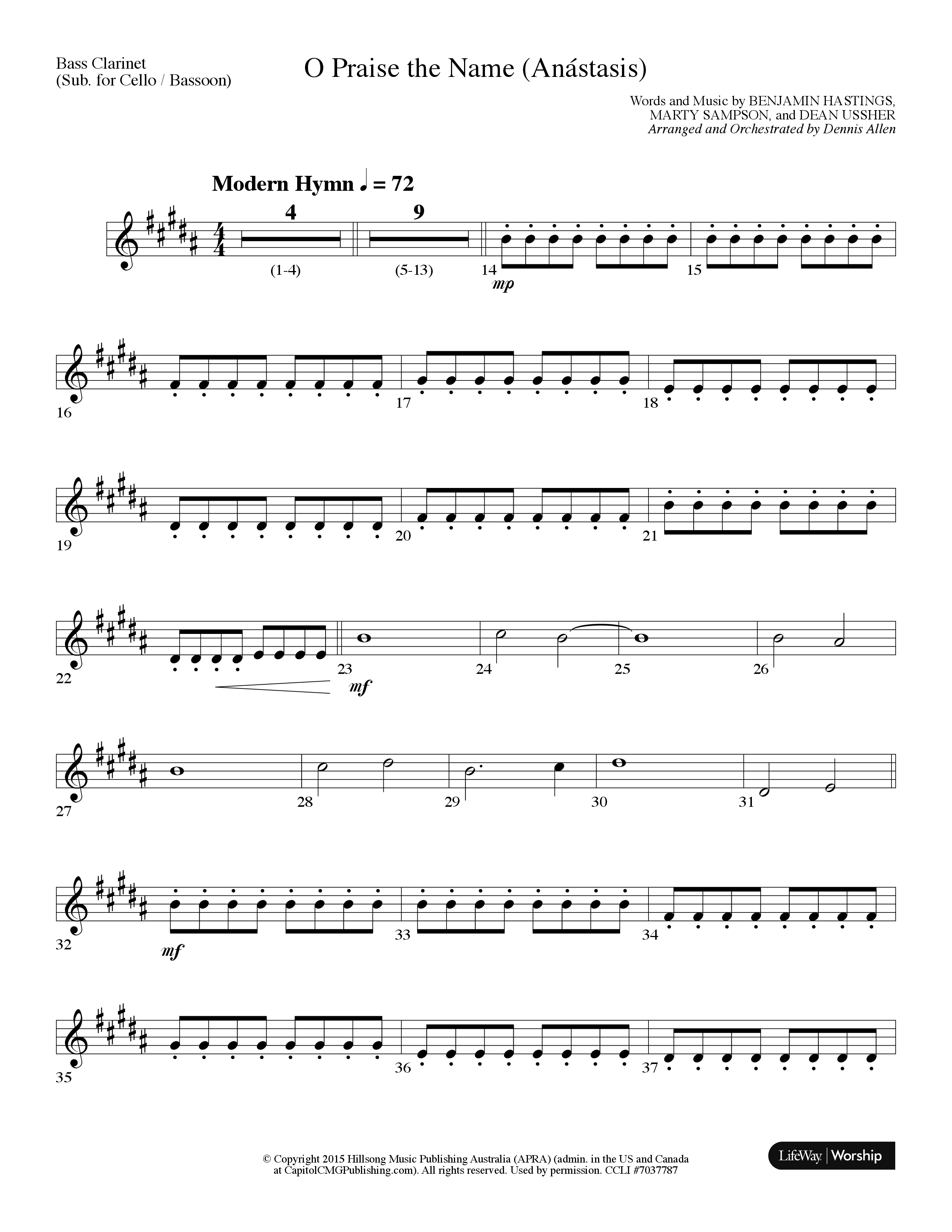 O Praise The Name (Anastasis) (Choral Anthem SATB) Bass Clarinet (Lifeway Choral / Arr. Dennis Allen)