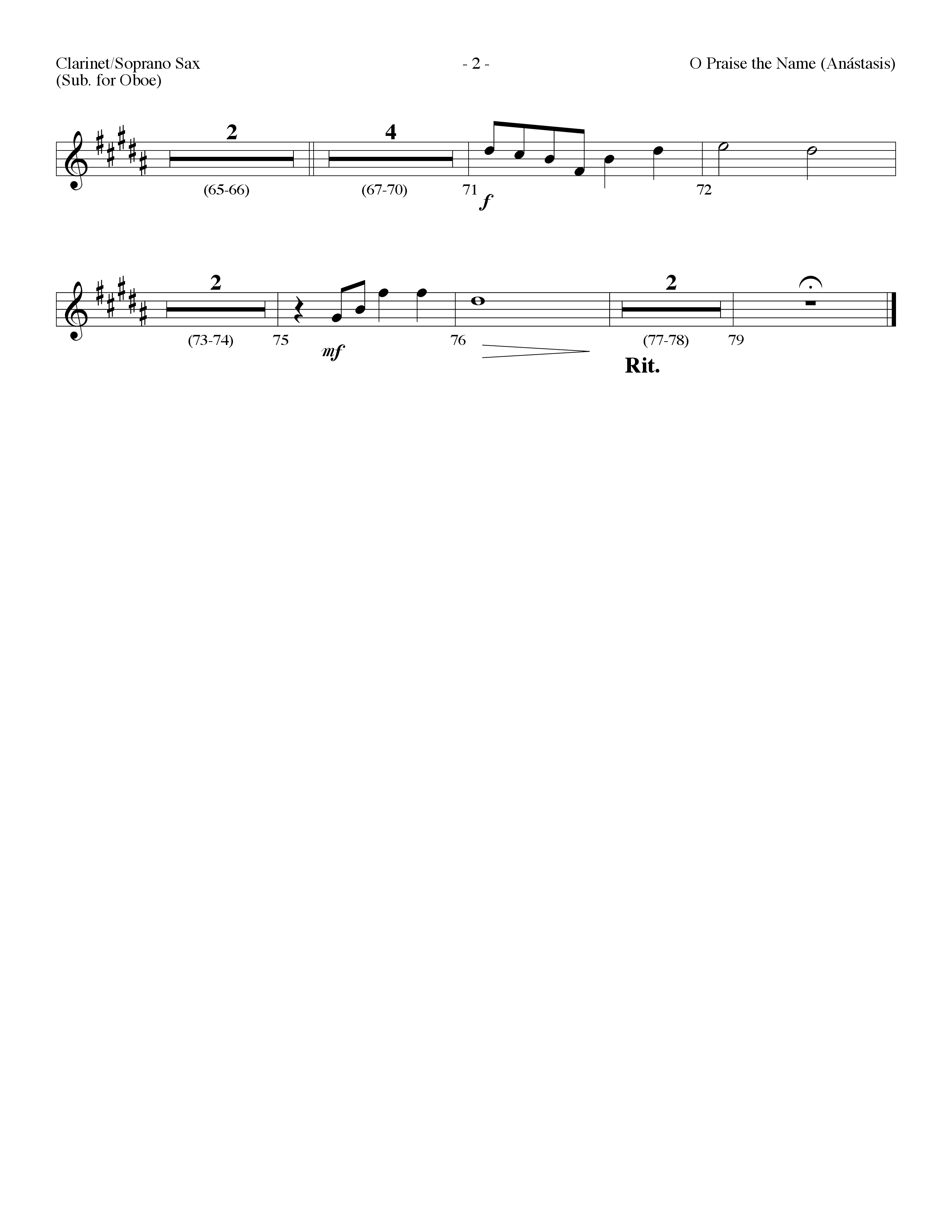 O Praise The Name (Anastasis) (Choral Anthem SATB) Clarinet/Soprano Sax (Lifeway Choral / Arr. Dennis Allen)