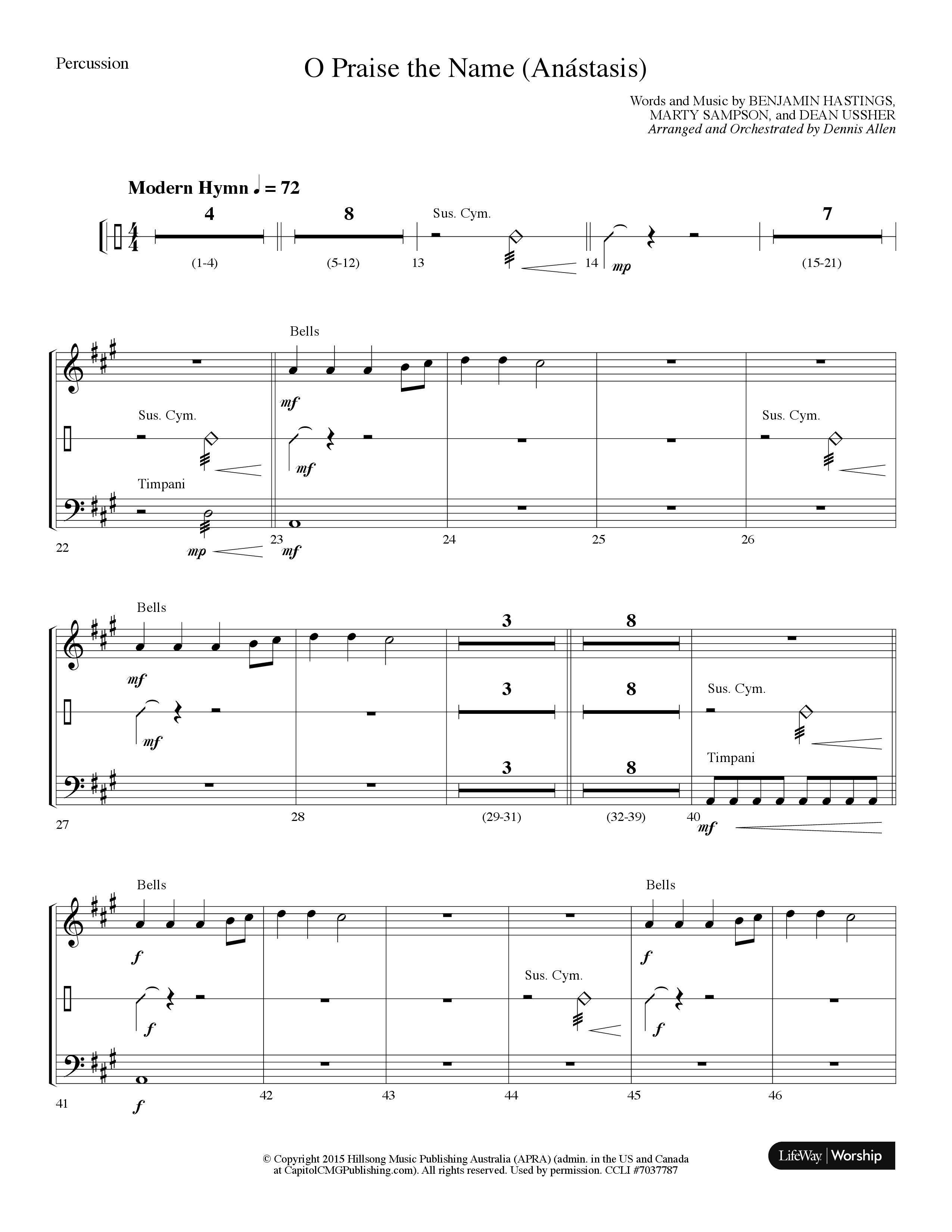O Praise The Name (Anastasis) (Choral Anthem SATB) Percussion (Lifeway Choral / Arr. Dennis Allen)