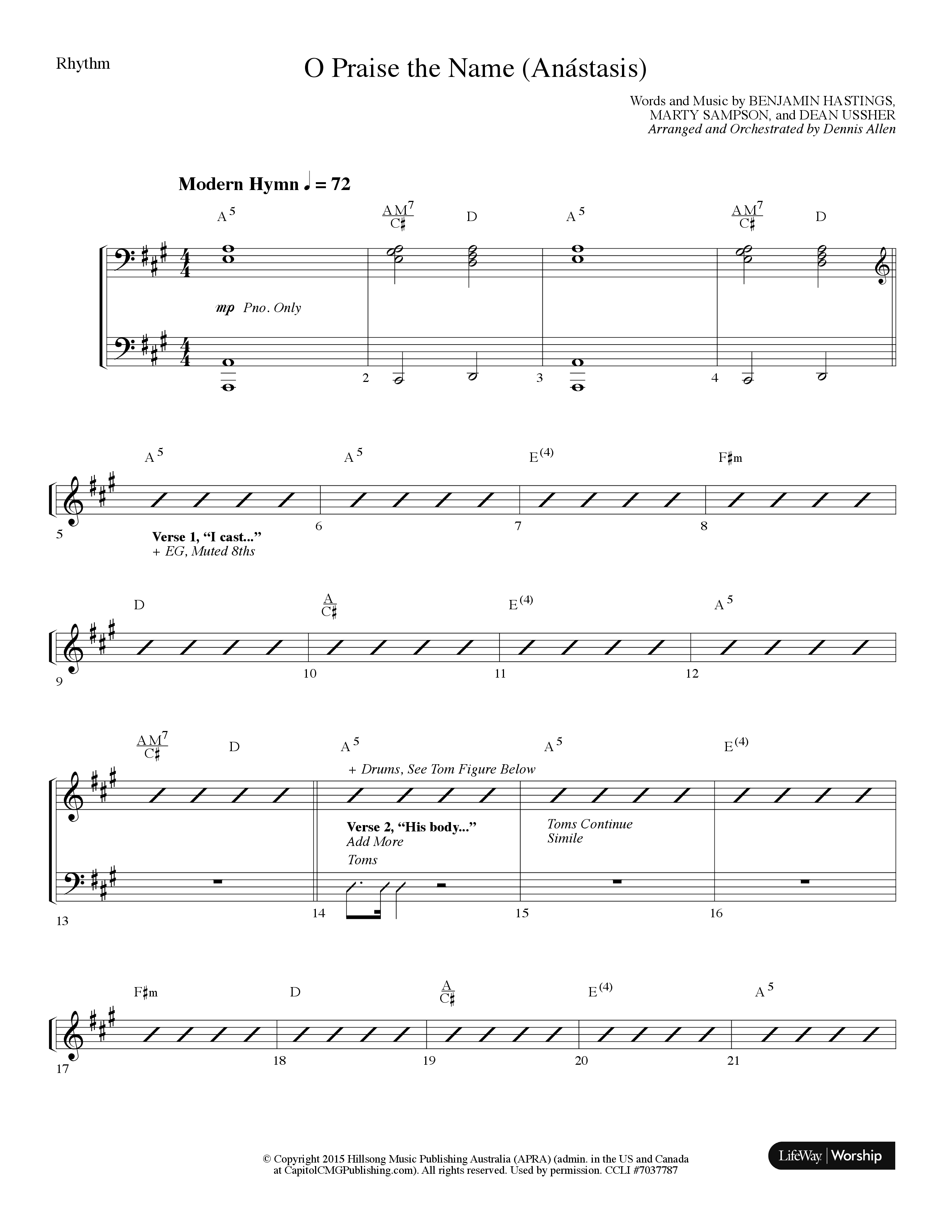 O Praise The Name (Anastasis) (Choral Anthem SATB) Lead Melody & Rhythm (Lifeway Choral / Arr. Dennis Allen)