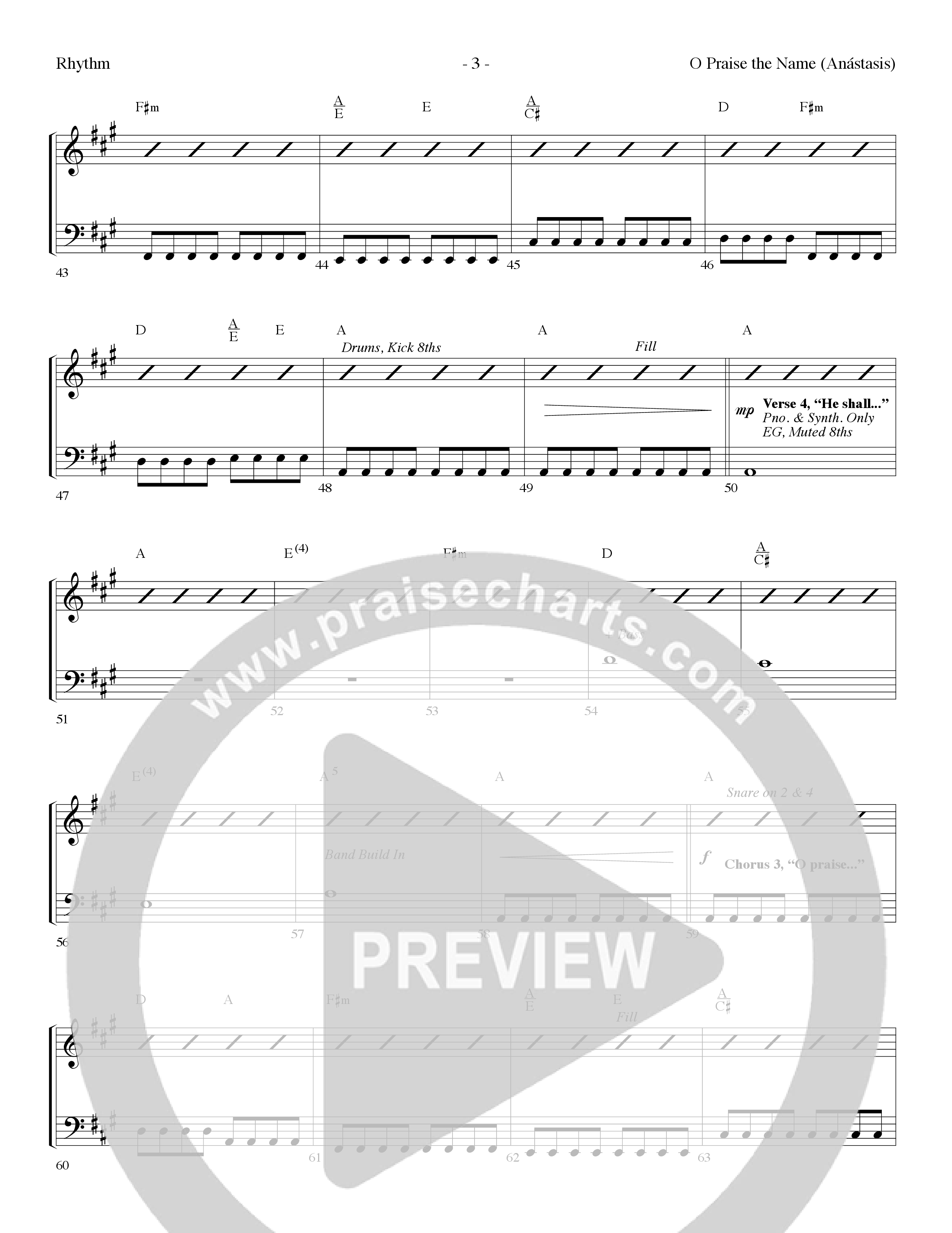 O Praise The Name (Anastasis) (Choral Anthem SATB) Lead Melody & Rhythm (Lifeway Choral / Arr. Dennis Allen)