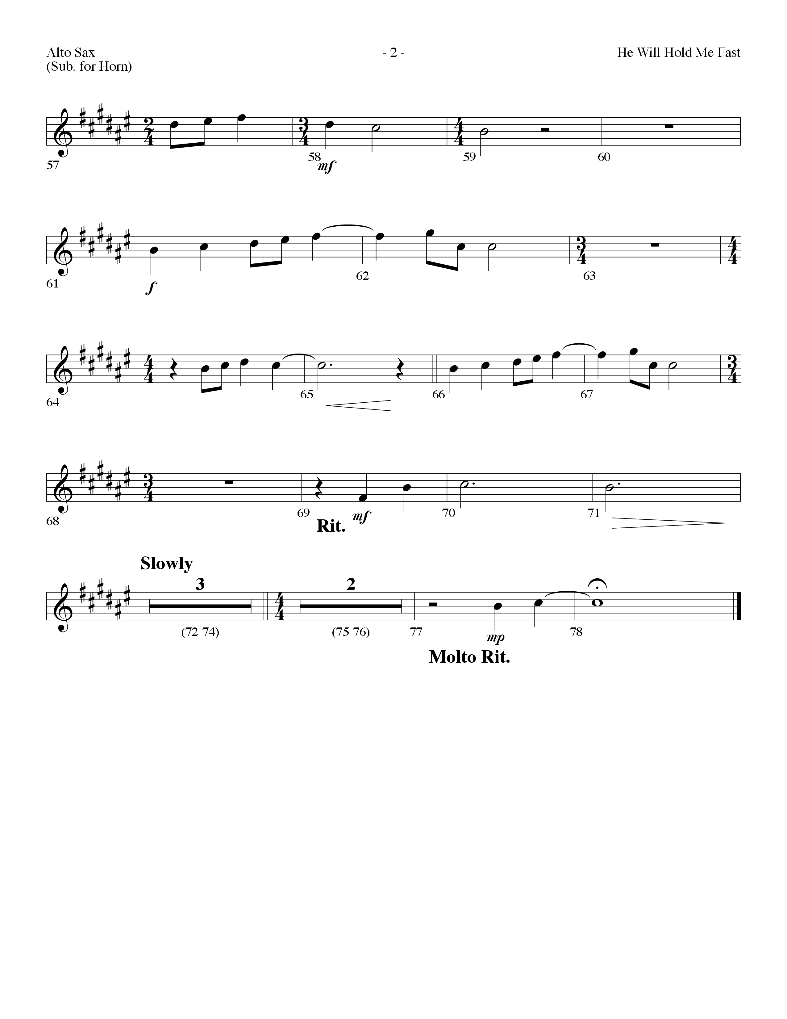He Will Hold Me Fast (Choral Anthem SATB) Alto Sax (Lifeway Choral / Arr. Dennis Allen)