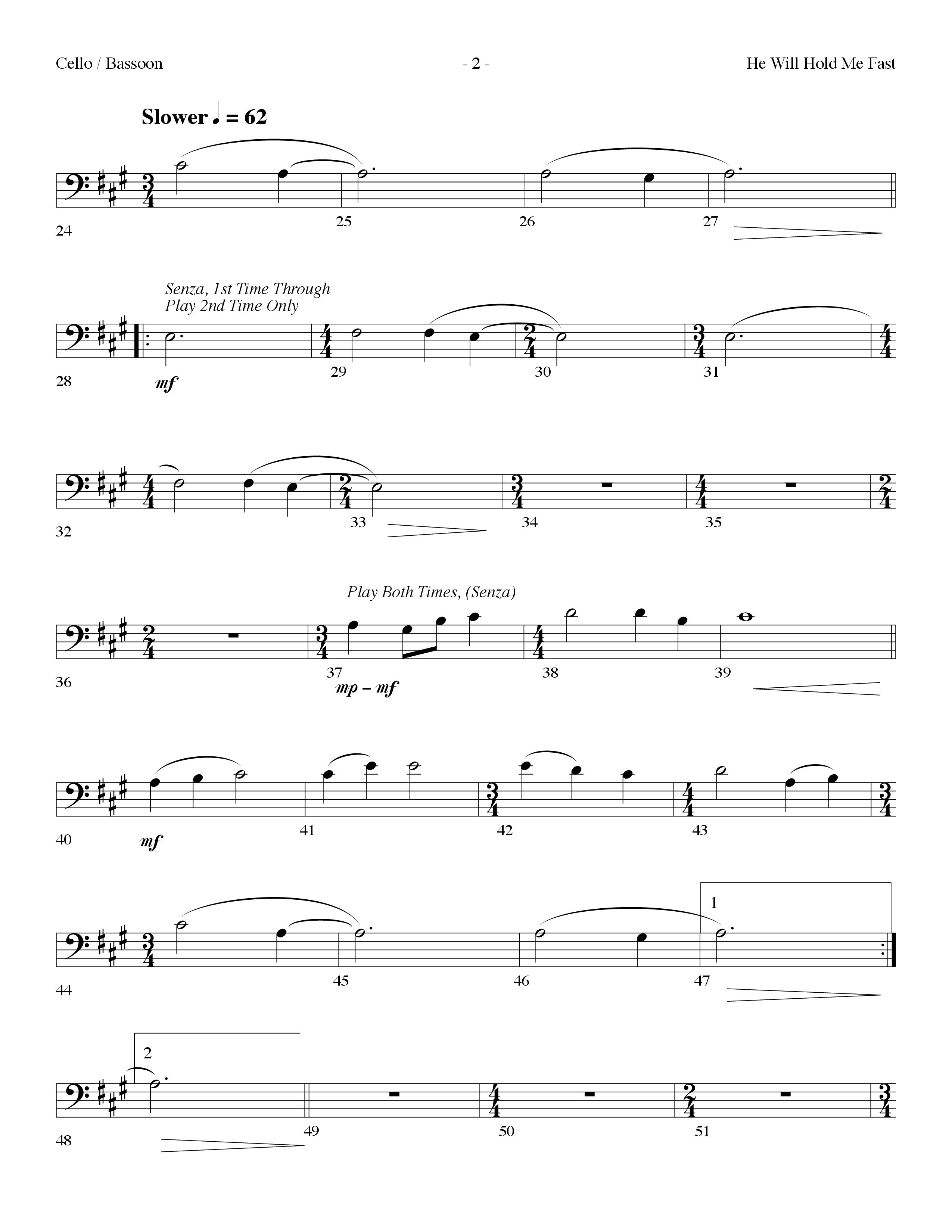 He Will Hold Me Fast (Choral Anthem SATB) Cello (Lifeway Choral / Arr. Dennis Allen)