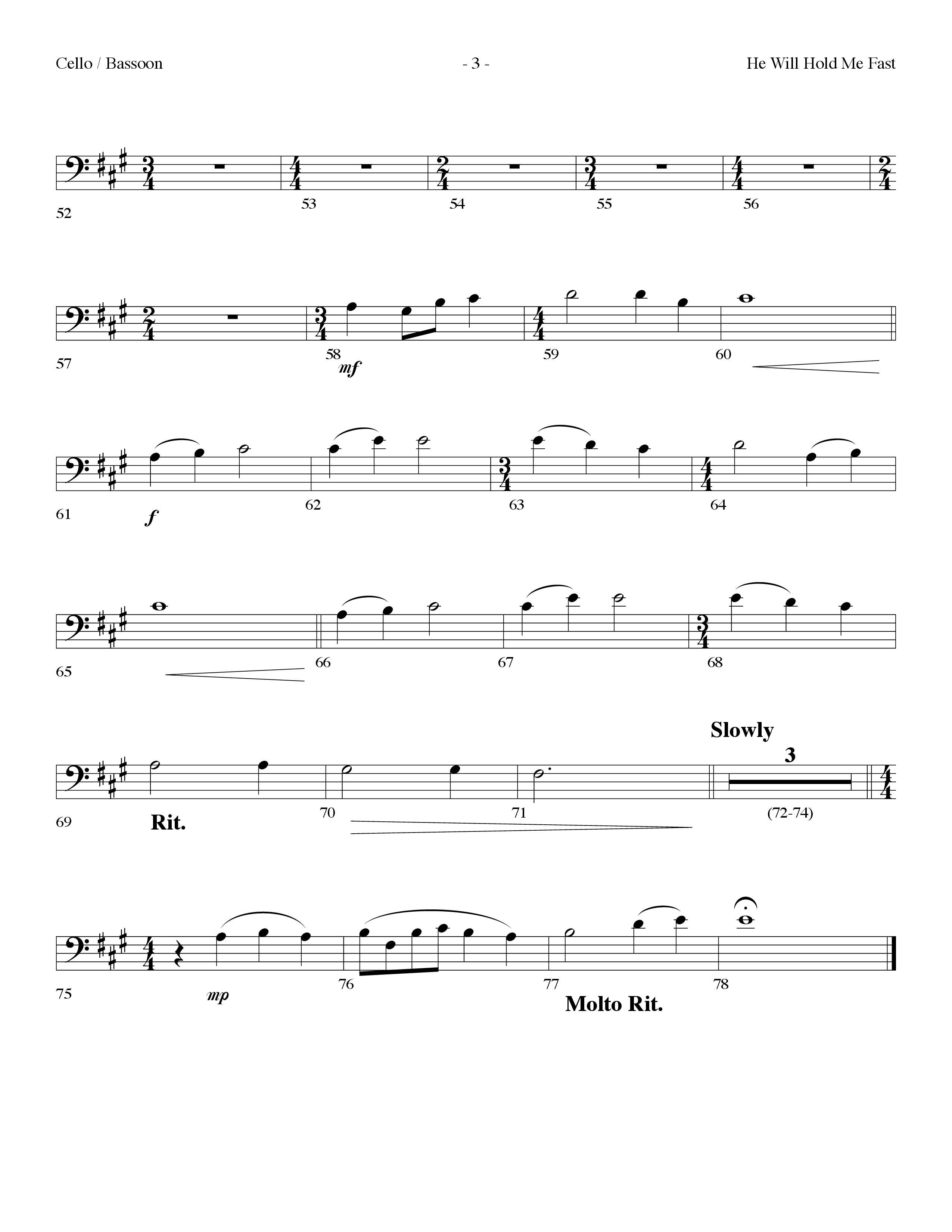 He Will Hold Me Fast (Choral Anthem SATB) Cello (Lifeway Choral / Arr. Dennis Allen)