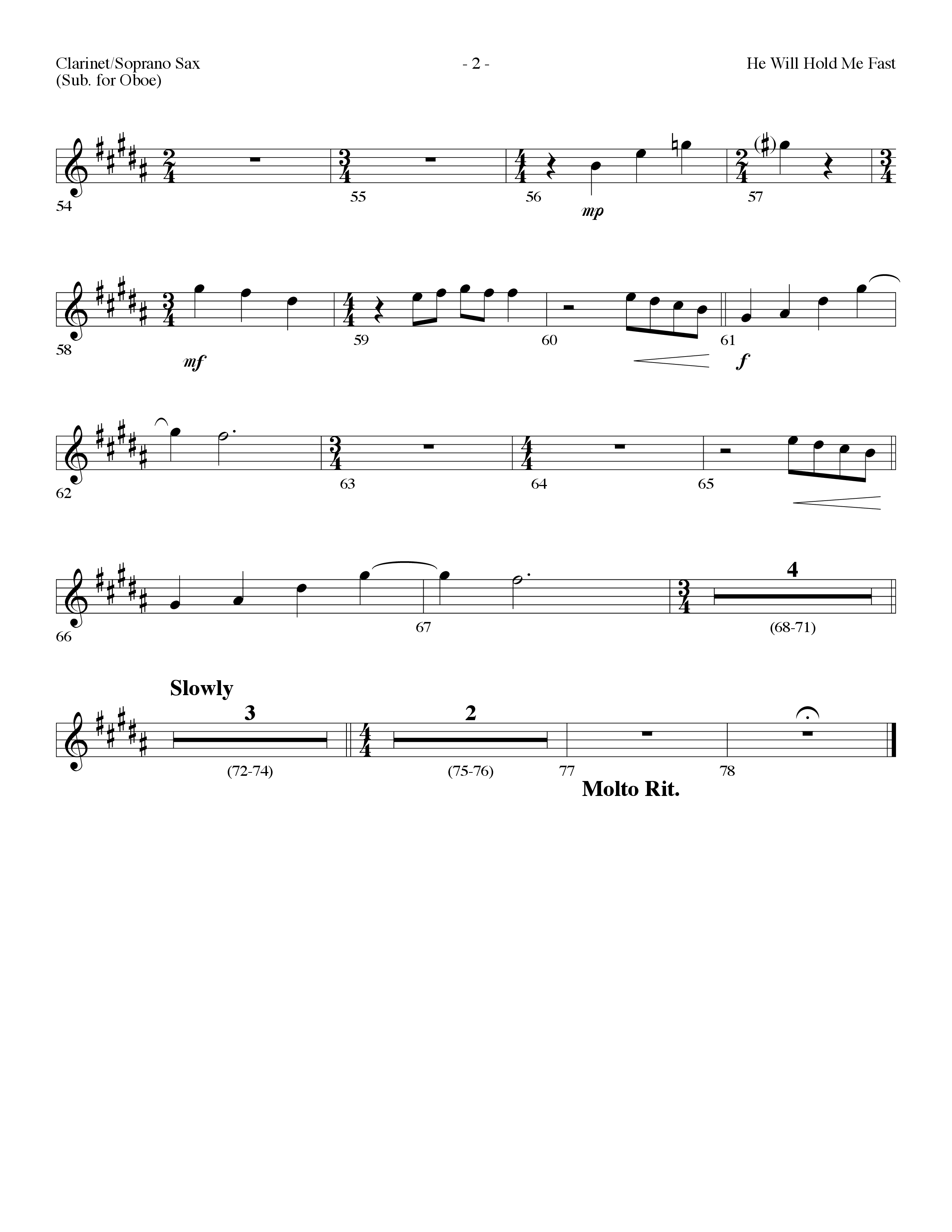He Will Hold Me Fast (Choral Anthem SATB) Clarinet/Soprano Sax (Lifeway Choral / Arr. Dennis Allen)