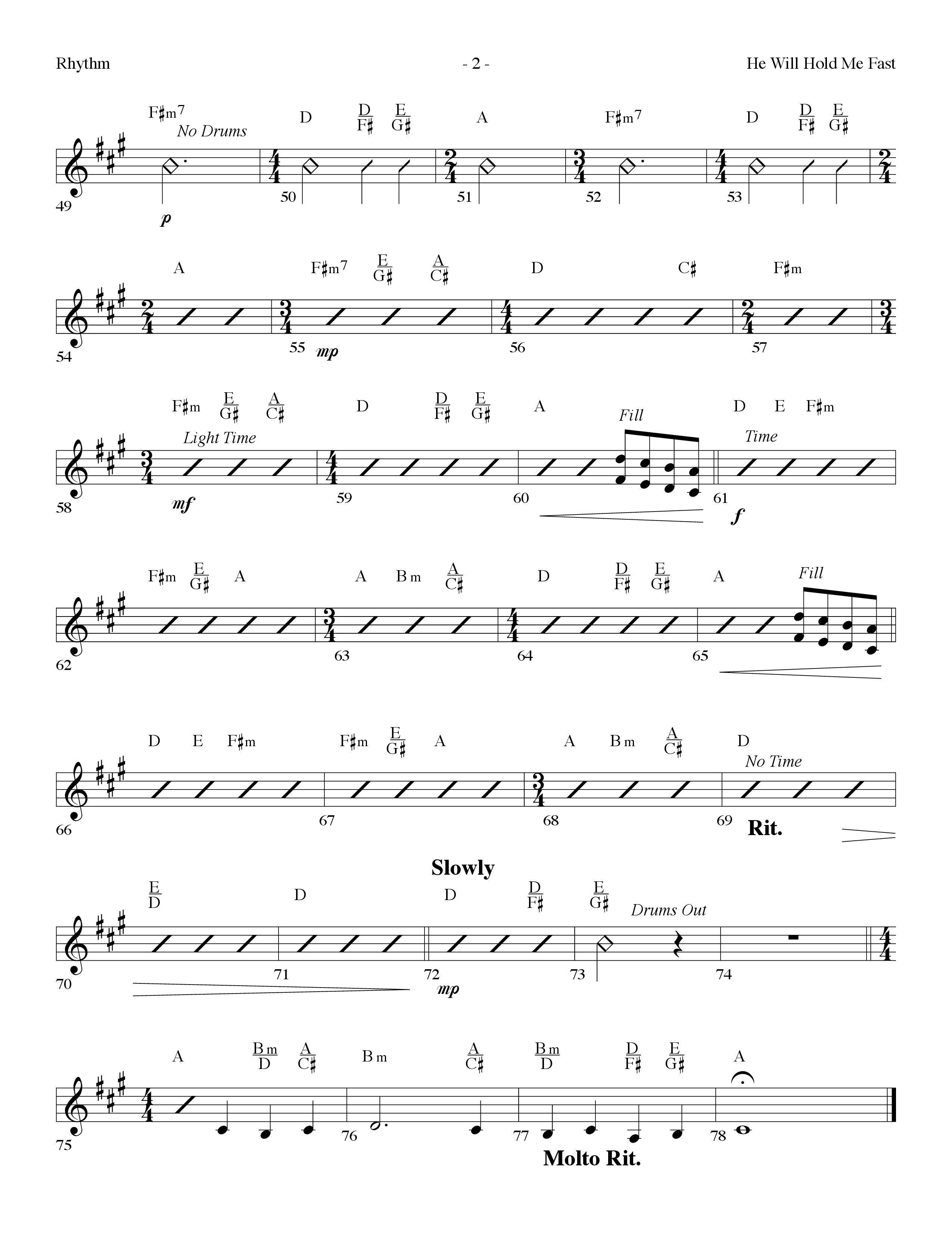 He Will Hold Me Fast (Choral Anthem SATB) Rhythm Chart (Lifeway Choral / Arr. Dennis Allen)