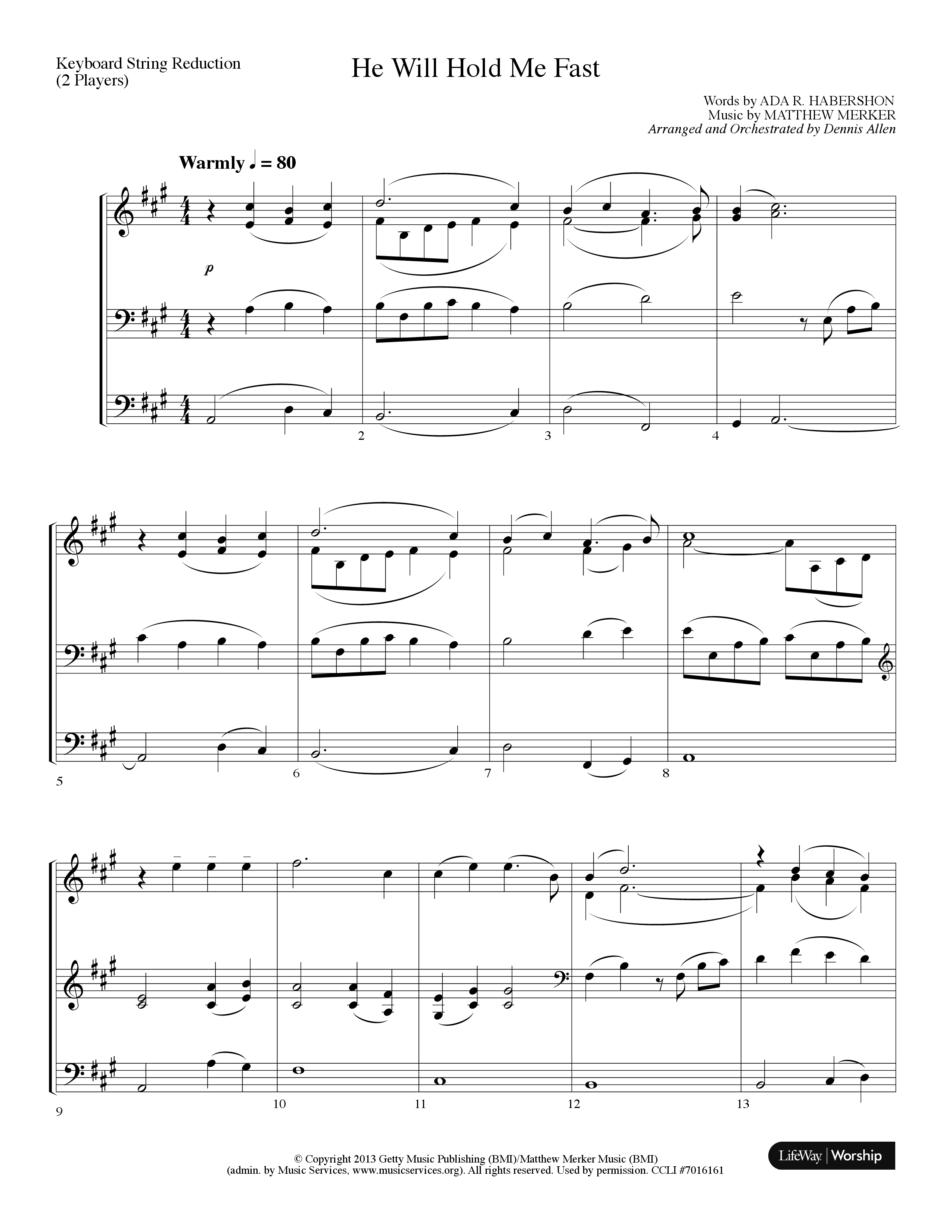 He Will Hold Me Fast (Choral Anthem SATB) String Reduction (Lifeway Choral / Arr. Dennis Allen)