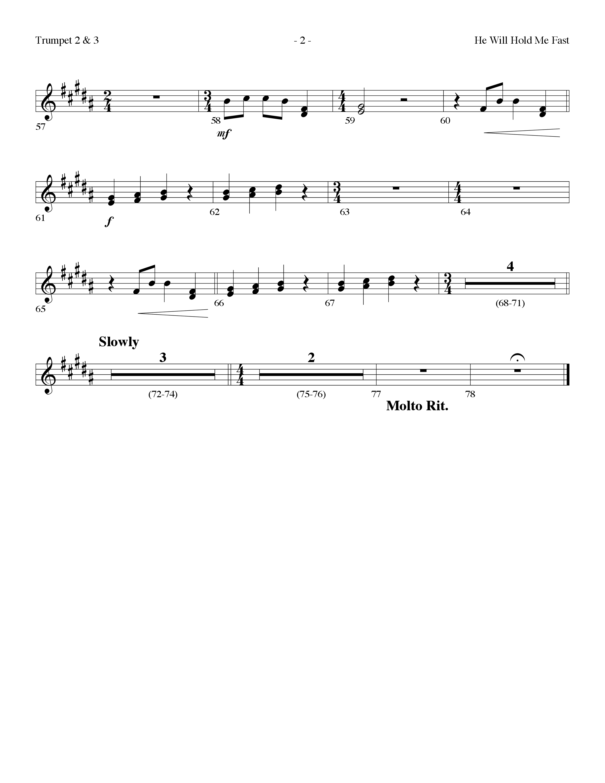 He Will Hold Me Fast (Choral Anthem SATB) Trumpet 2/3 (Lifeway Choral / Arr. Dennis Allen)