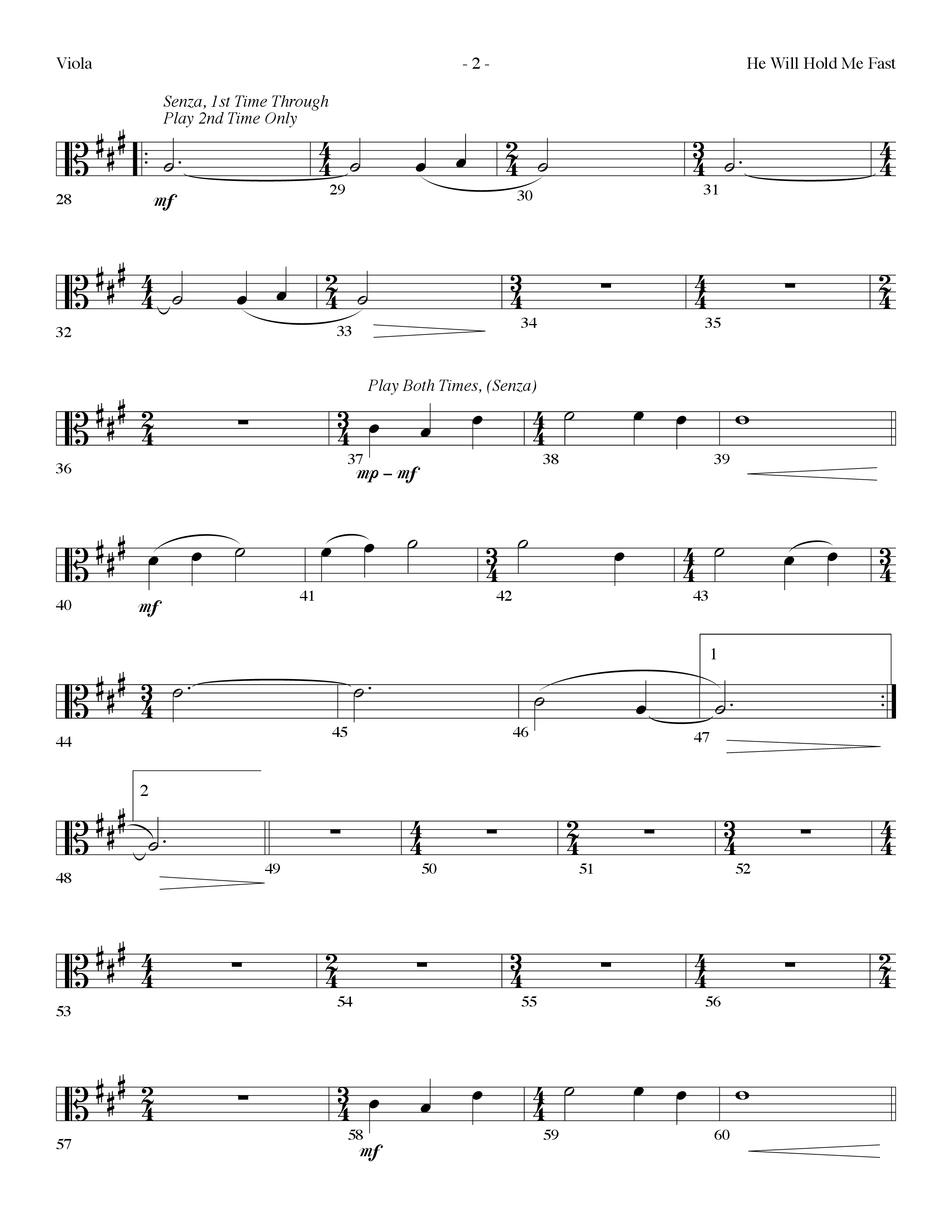 He Will Hold Me Fast (Choral Anthem SATB) Viola (Lifeway Choral / Arr. Dennis Allen)