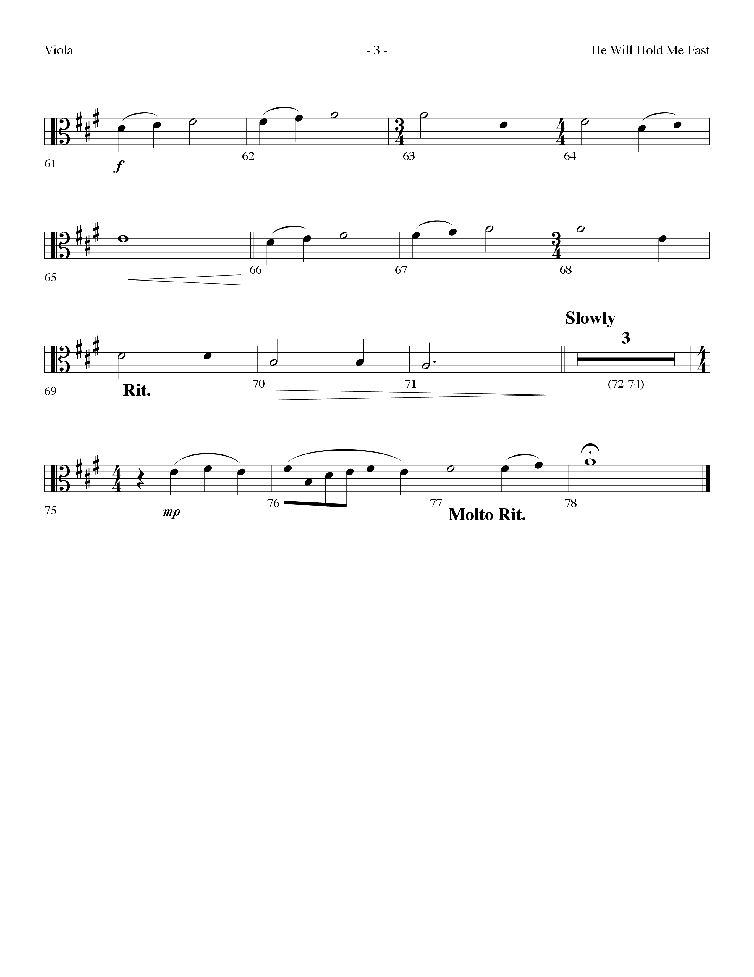 He Will Hold Me Fast (Choral Anthem SATB) Viola (Lifeway Choral / Arr. Dennis Allen)