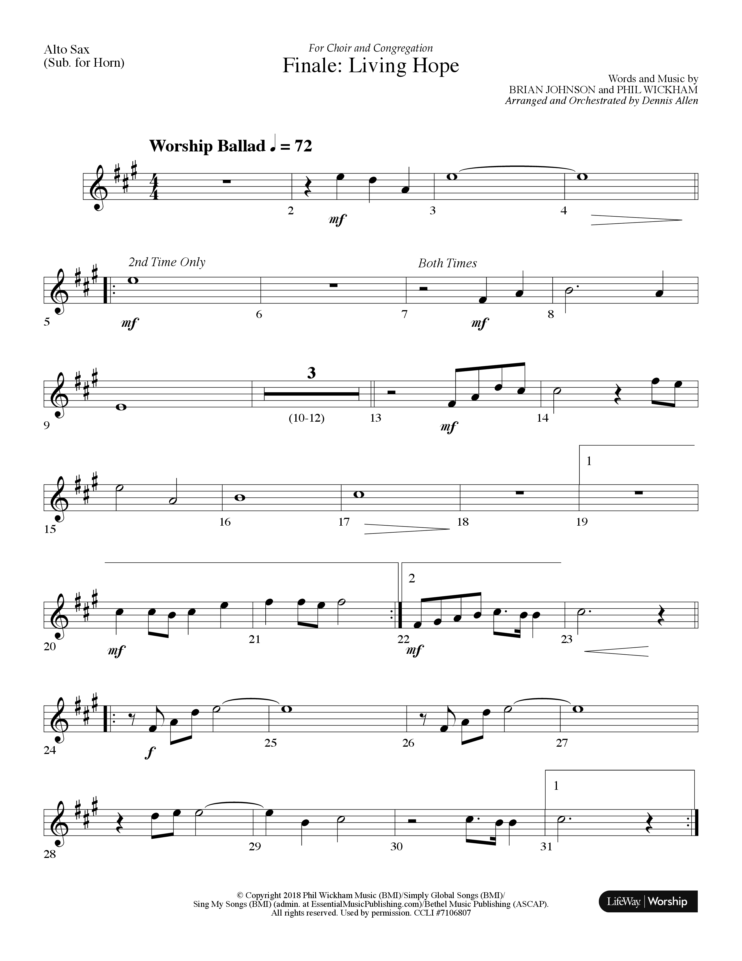 Finale: Living Hope Alto Sax (Lifeway Choral / Arr. Dennis Allen)