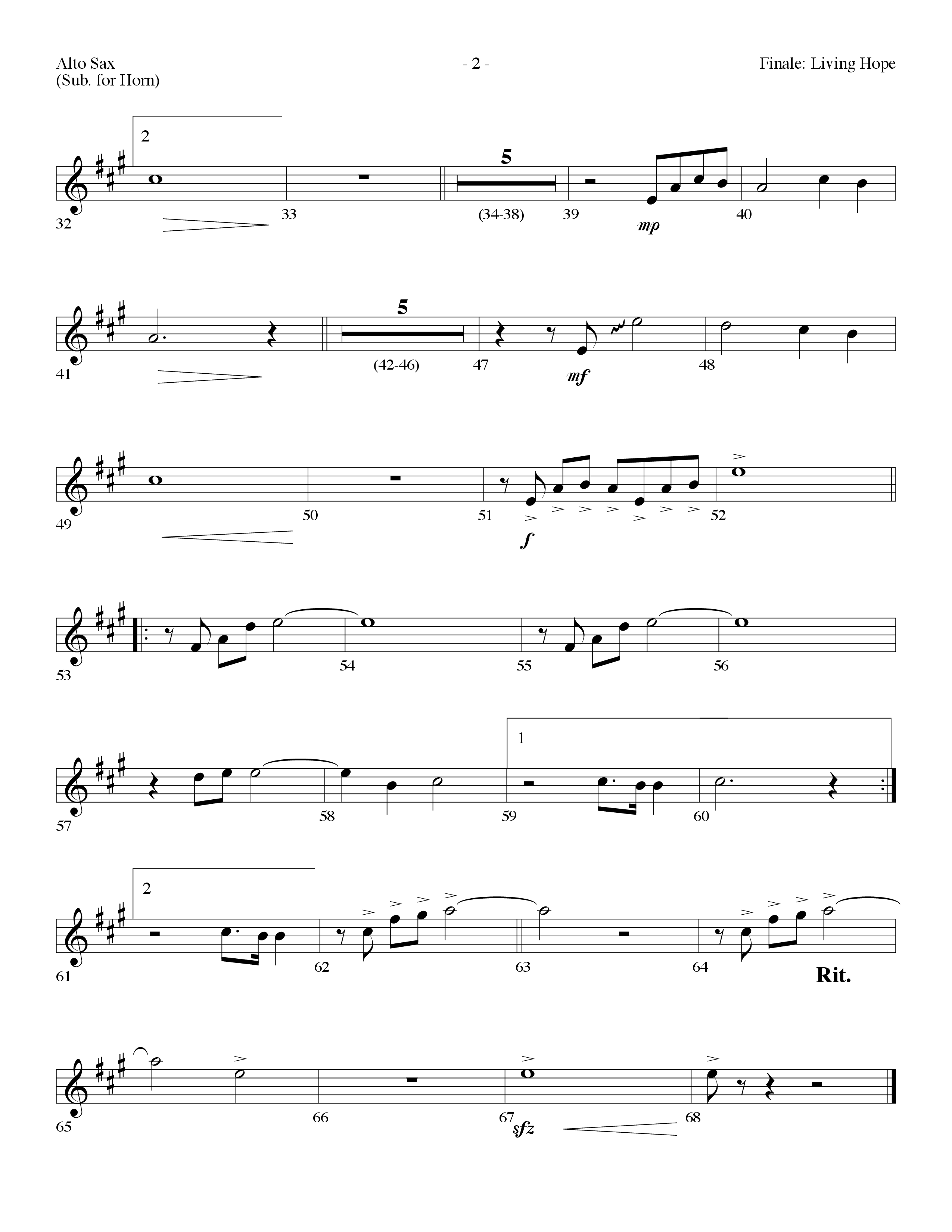 Finale: Living Hope Alto Sax (Lifeway Choral / Arr. Dennis Allen)