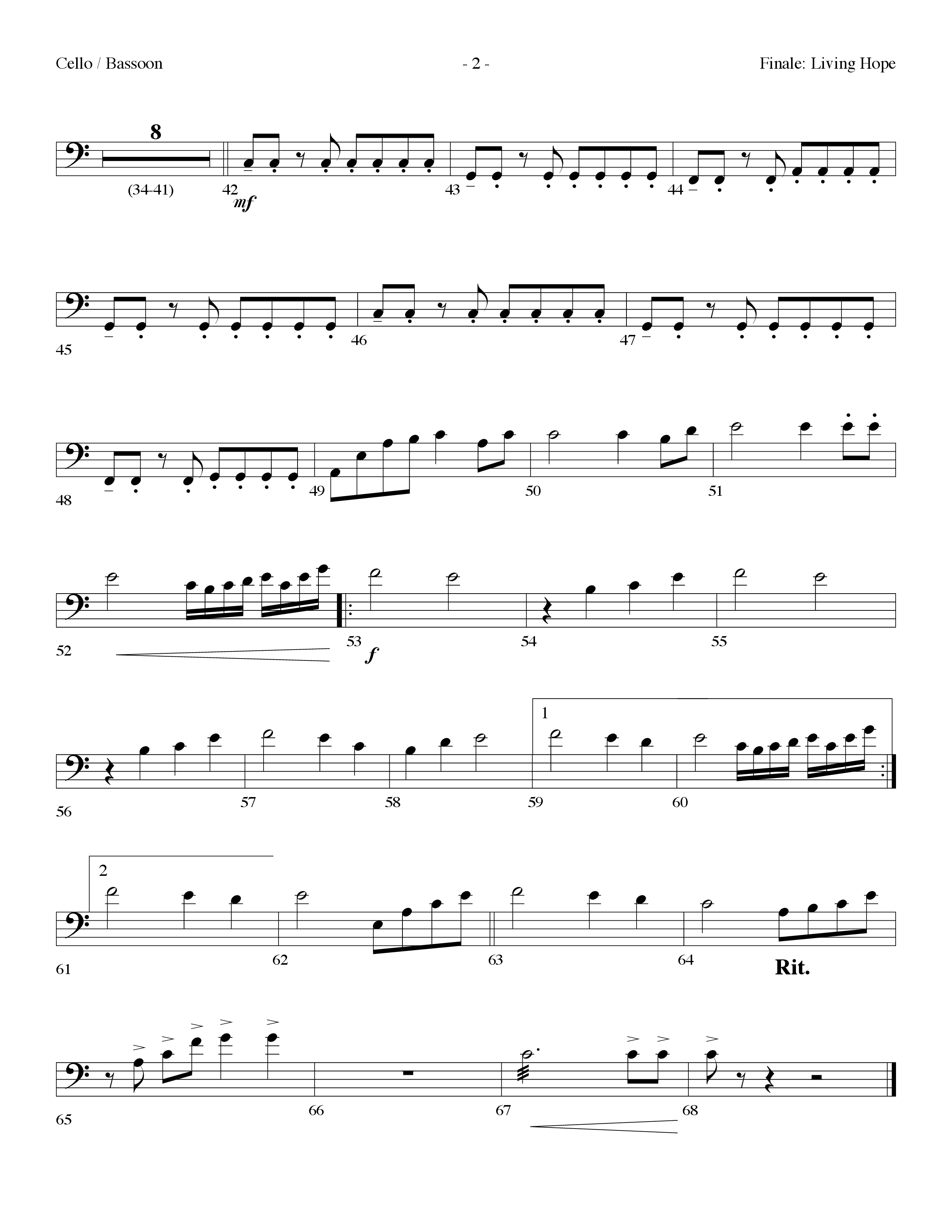 Finale: Living Hope Cello (Lifeway Choral / Arr. Dennis Allen)