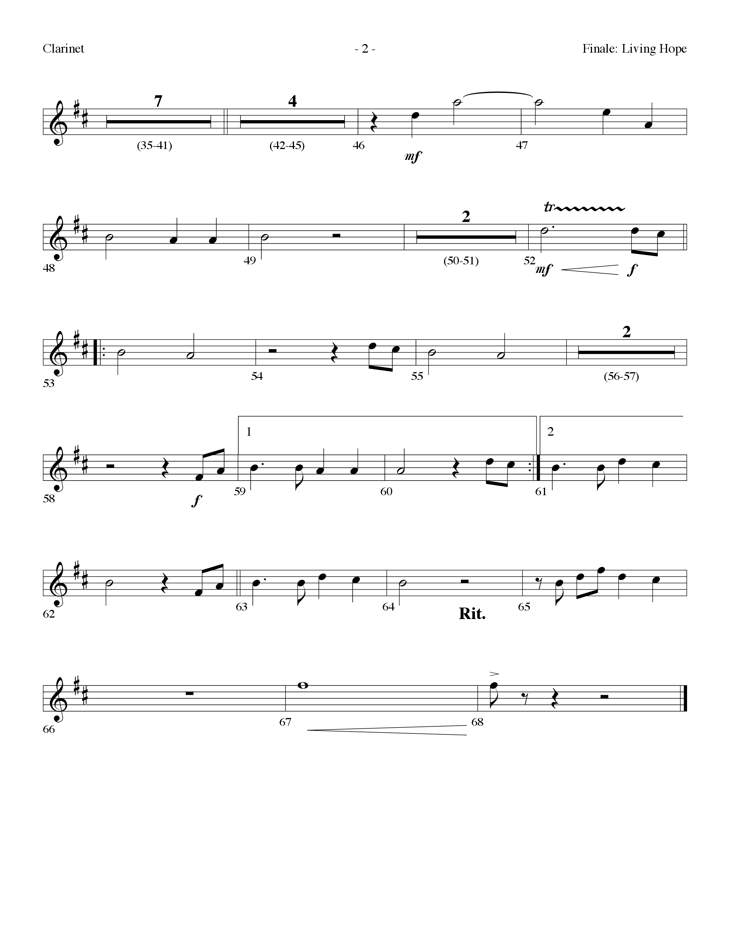 Finale: Living Hope Clarinet (Lifeway Choral / Arr. Dennis Allen)