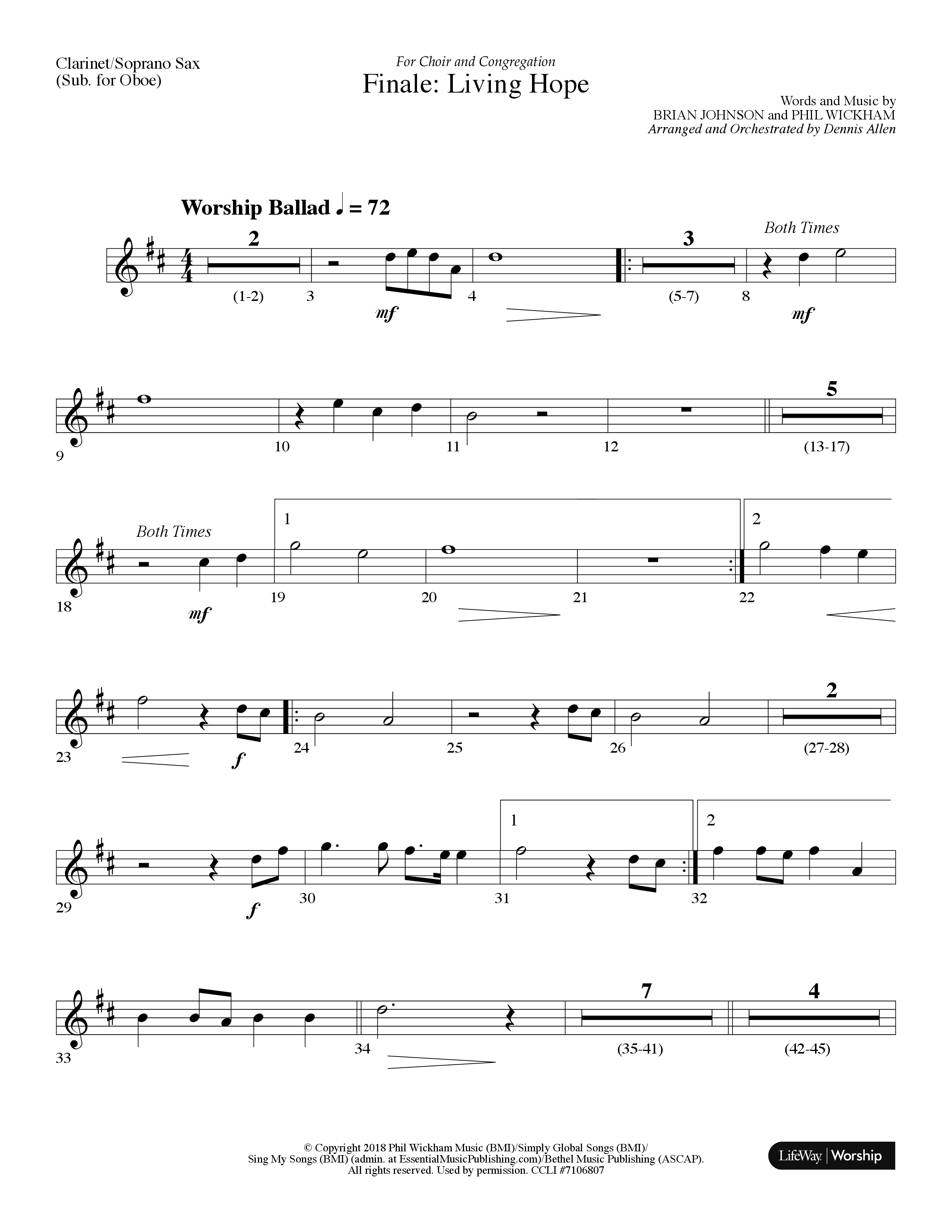 Finale: Living Hope Clarinet/Soprano Sax (Lifeway Choral / Arr. Dennis Allen)