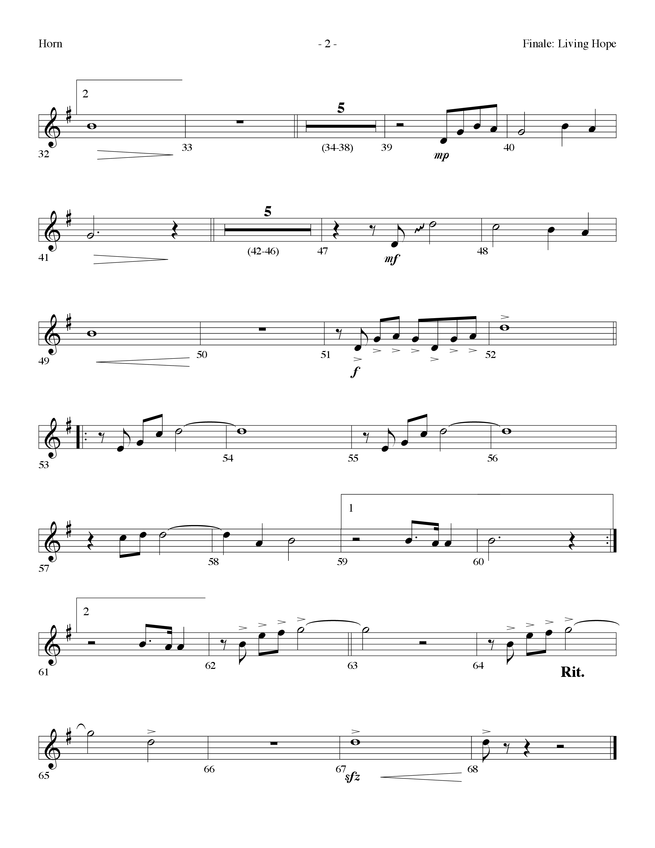 Finale: Living Hope French Horn (Lifeway Choral / Arr. Dennis Allen)