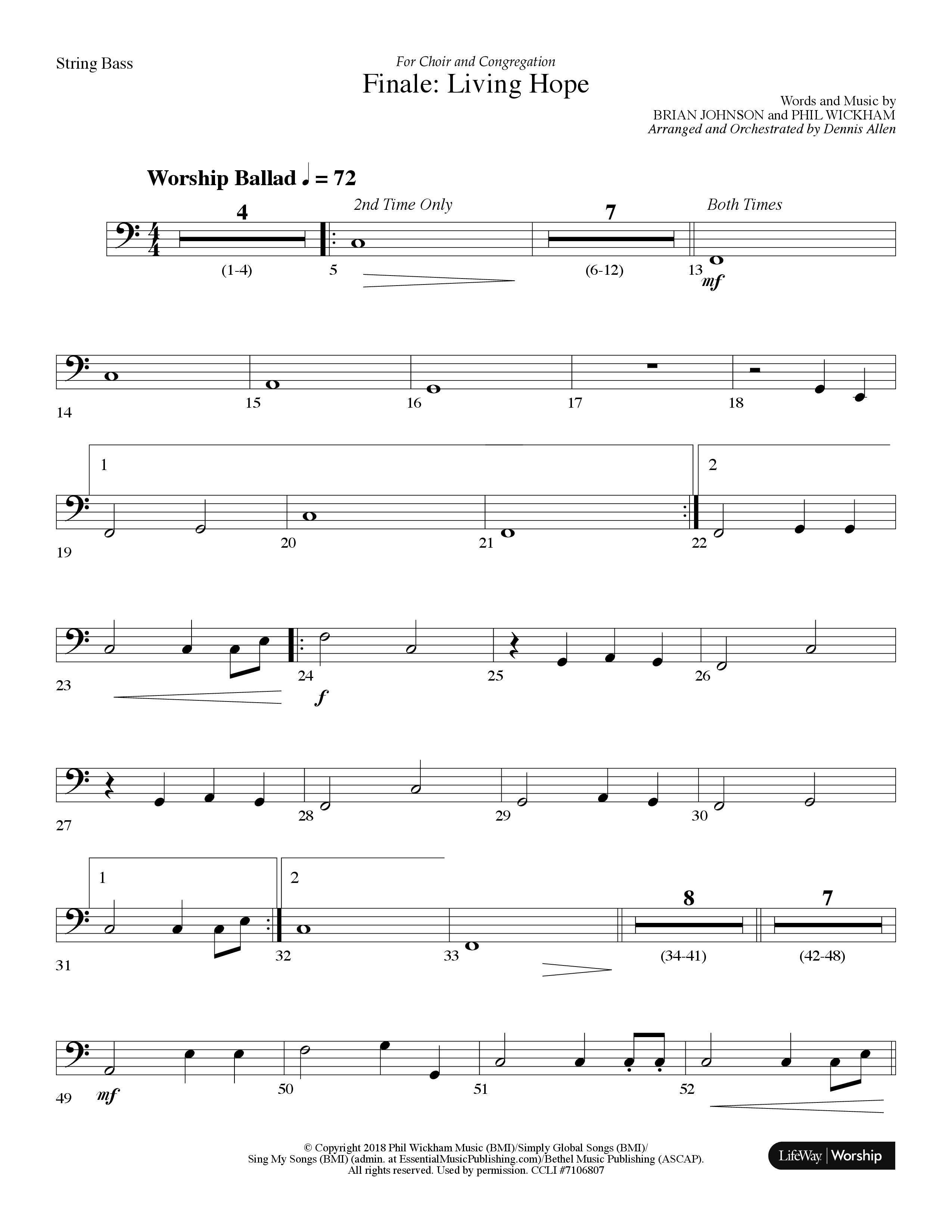Finale: Living Hope String Bass (Lifeway Choral / Arr. Dennis Allen)