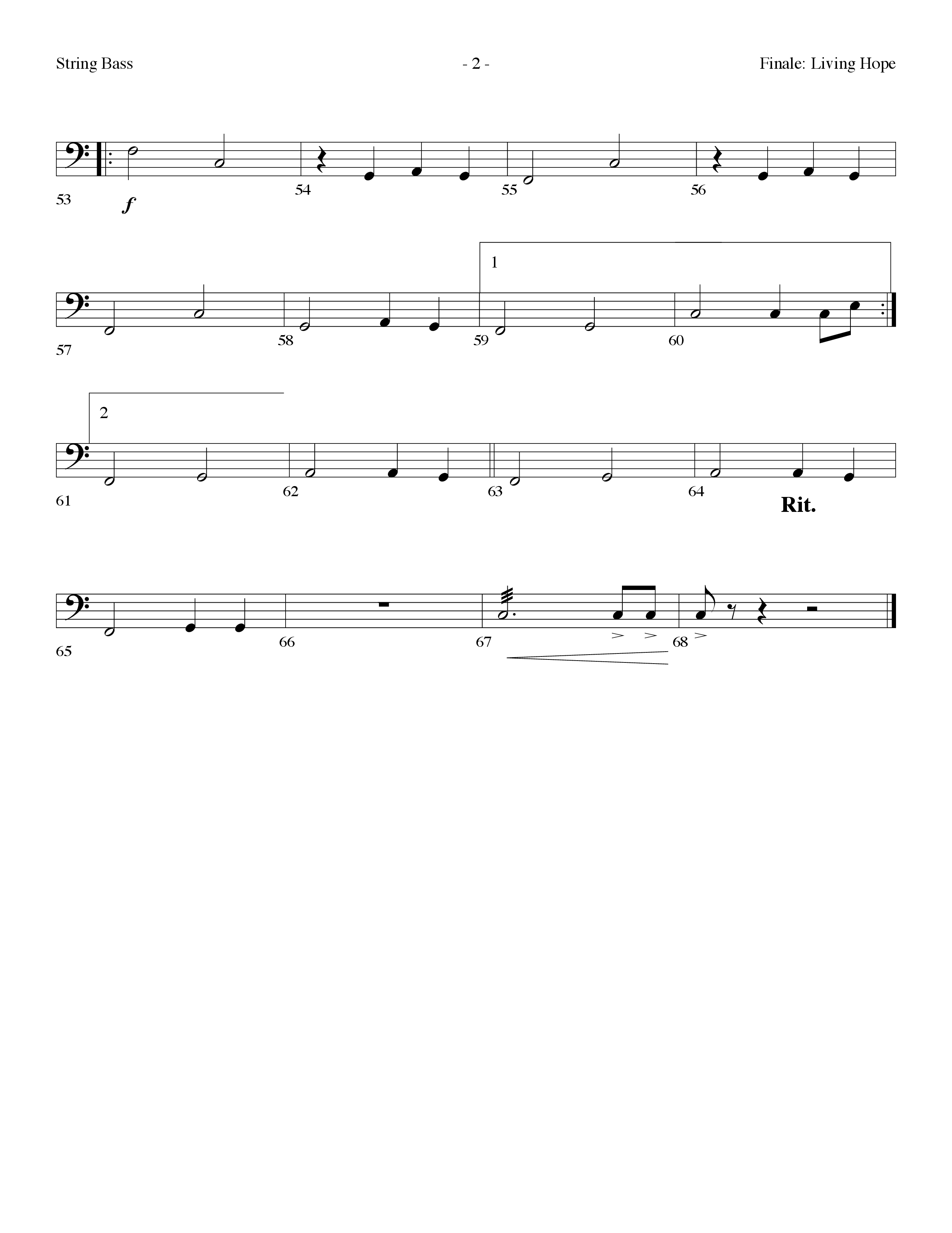 Finale: Living Hope String Bass (Lifeway Choral / Arr. Dennis Allen)