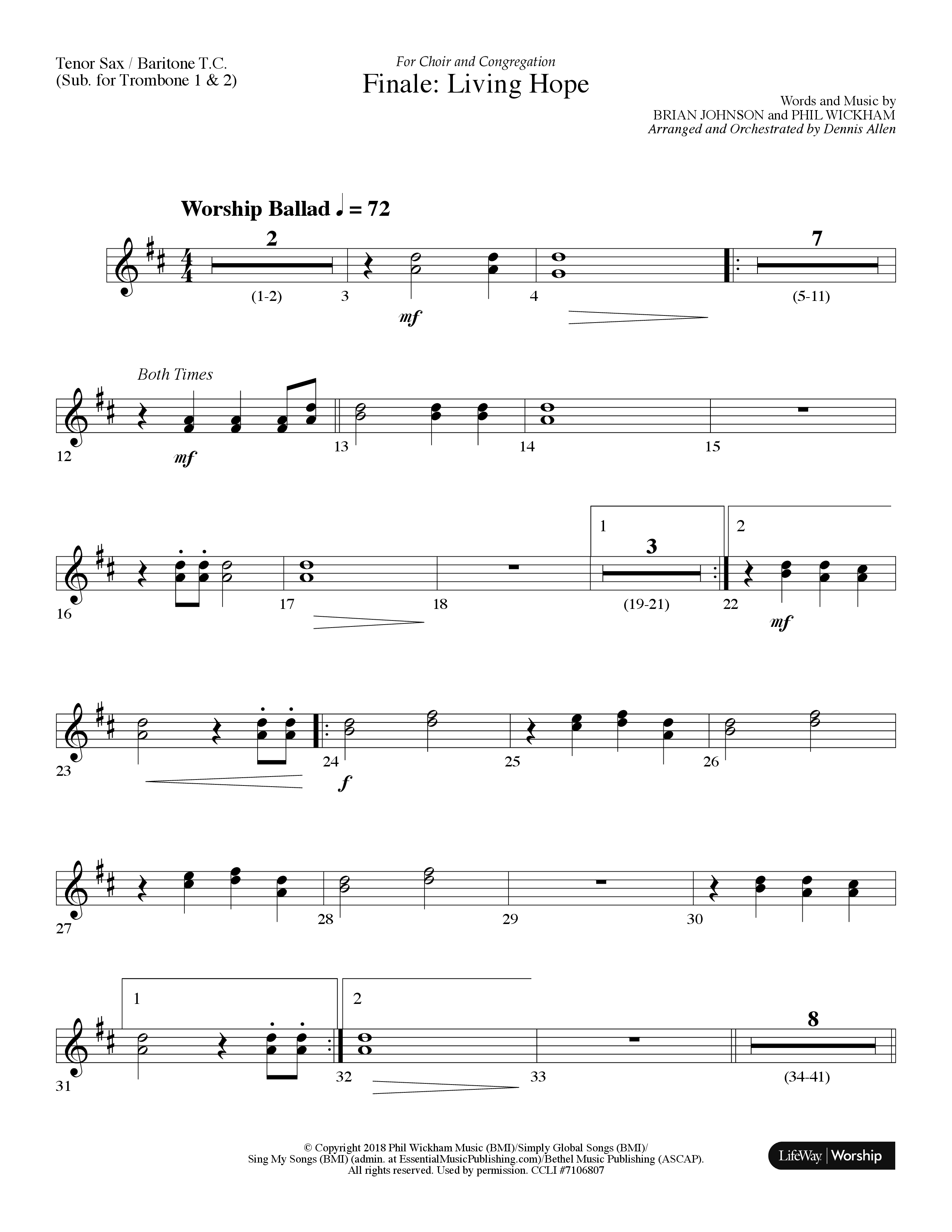 Finale: Living Hope Tenor Sax/Baritone T.C. (Lifeway Choral / Arr. Dennis Allen)