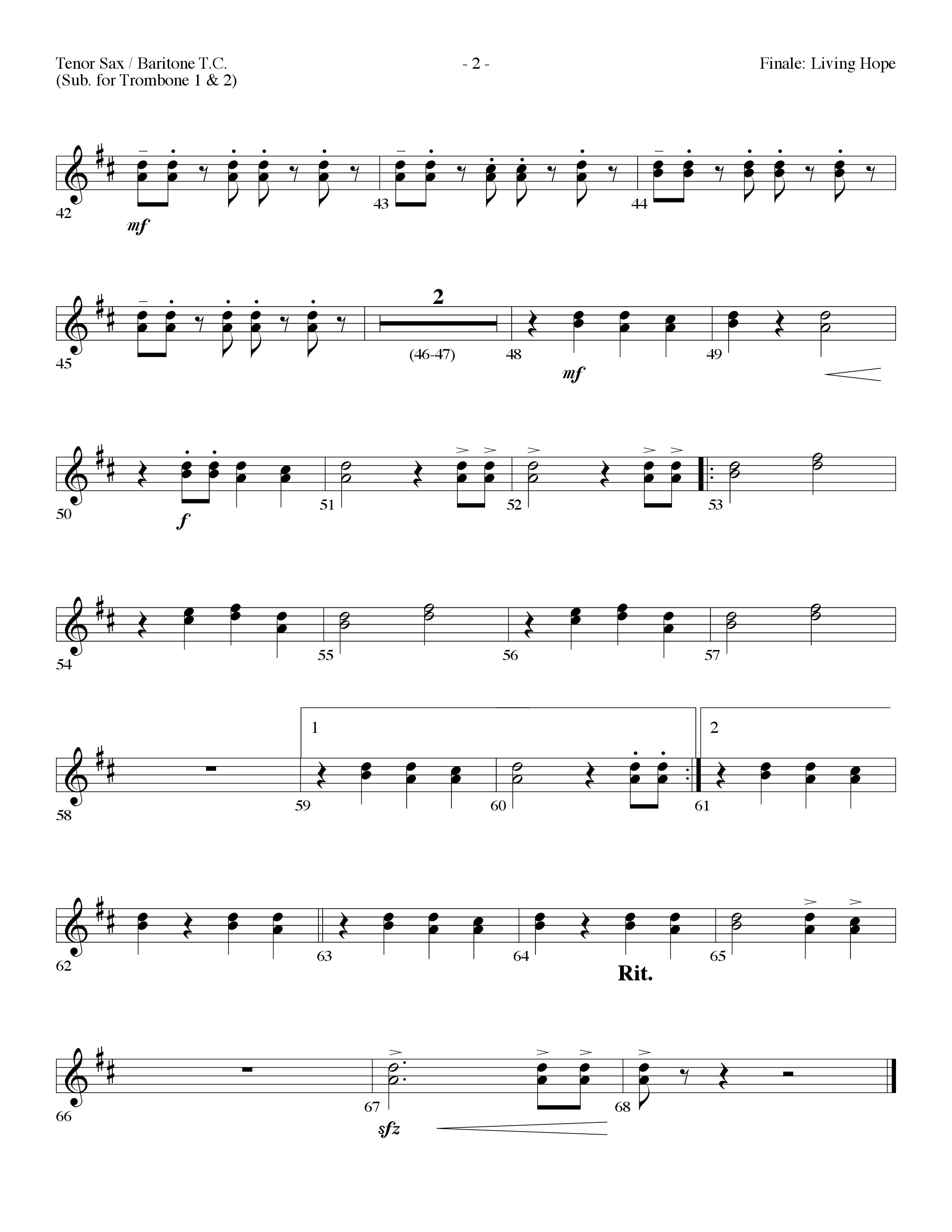 Finale: Living Hope Tenor Sax/Baritone T.C. (Lifeway Choral / Arr. Dennis Allen)