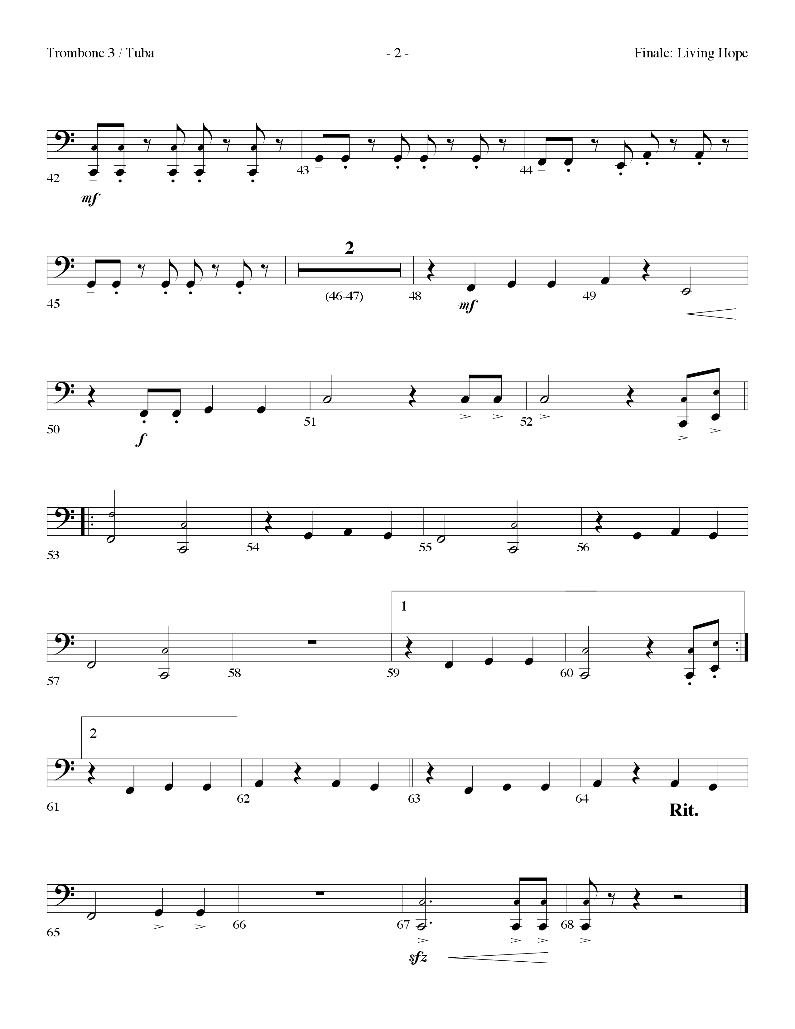 Finale: Living Hope Trombone 3/Tuba (Lifeway Choral / Arr. Dennis Allen)