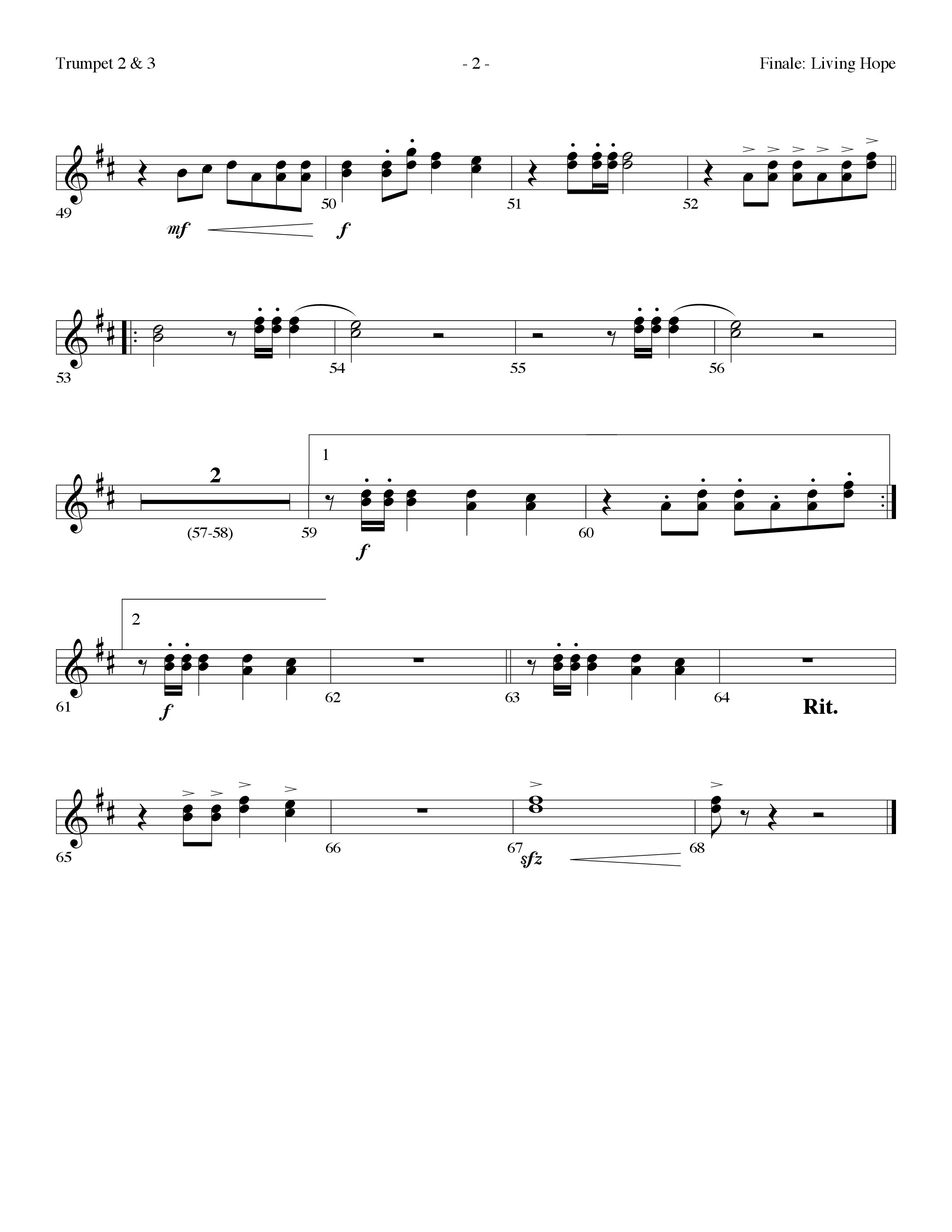 Finale: Living Hope Trumpet 2/3 (Lifeway Choral / Arr. Dennis Allen)