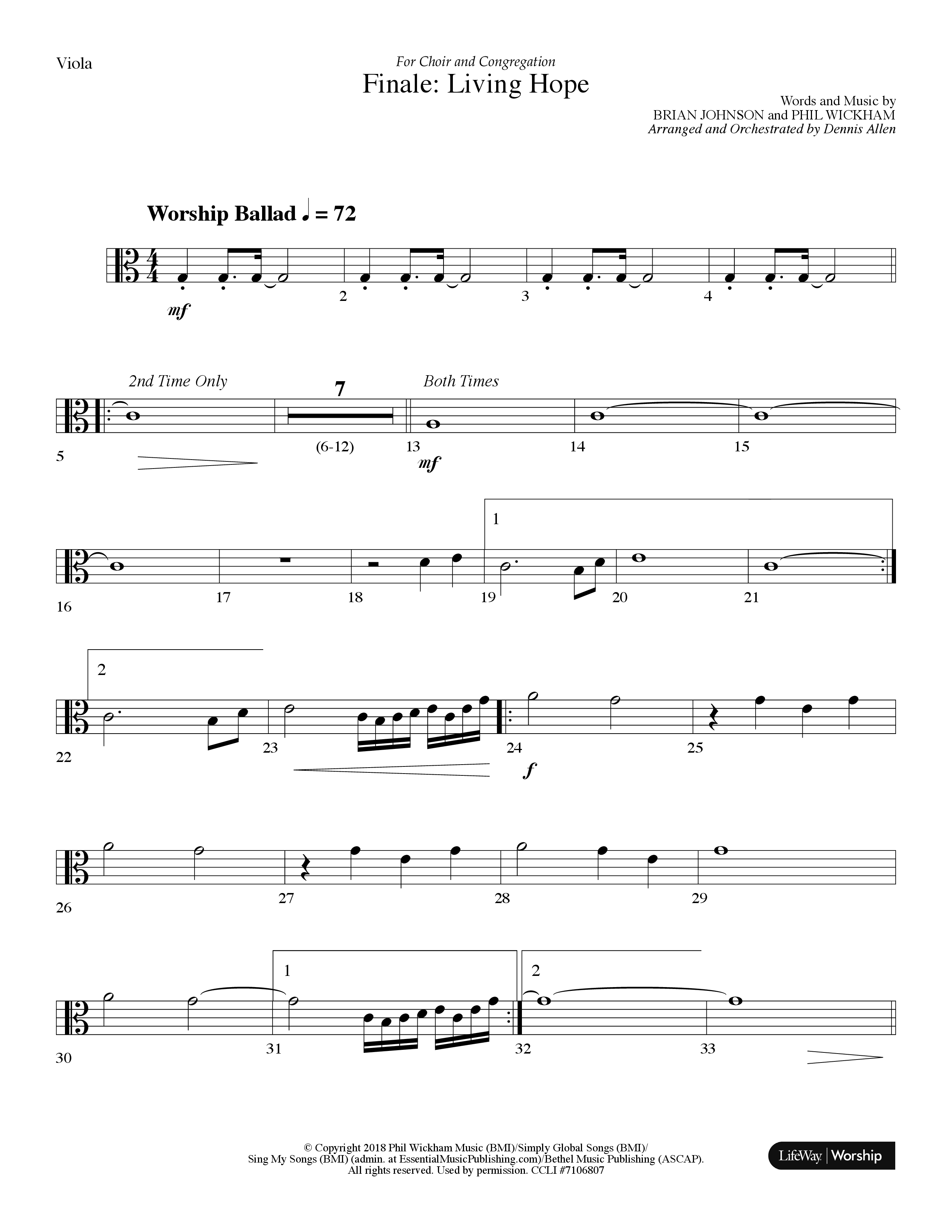 Finale: Living Hope Viola (Lifeway Choral / Arr. Dennis Allen)
