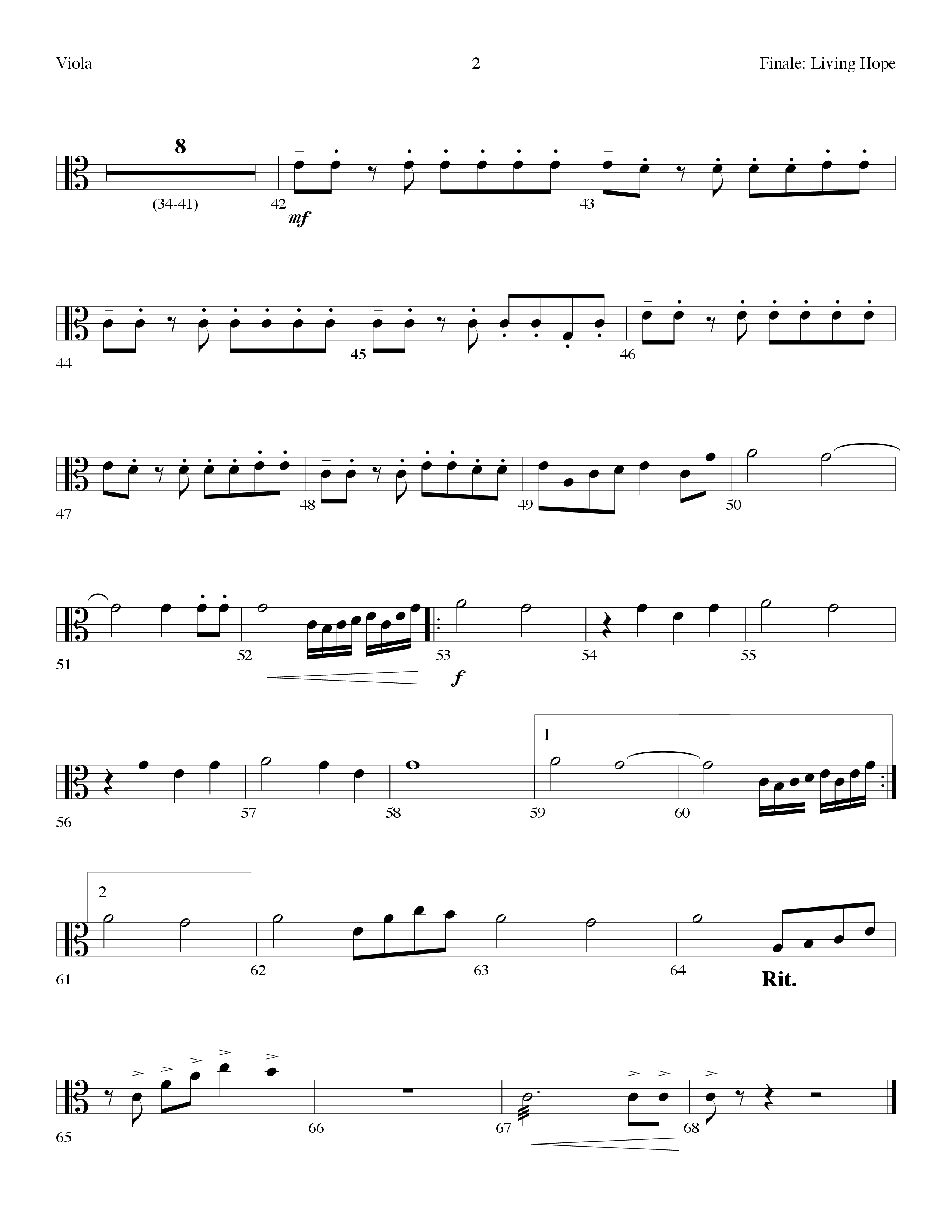 Finale: Living Hope Viola (Lifeway Choral / Arr. Dennis Allen)