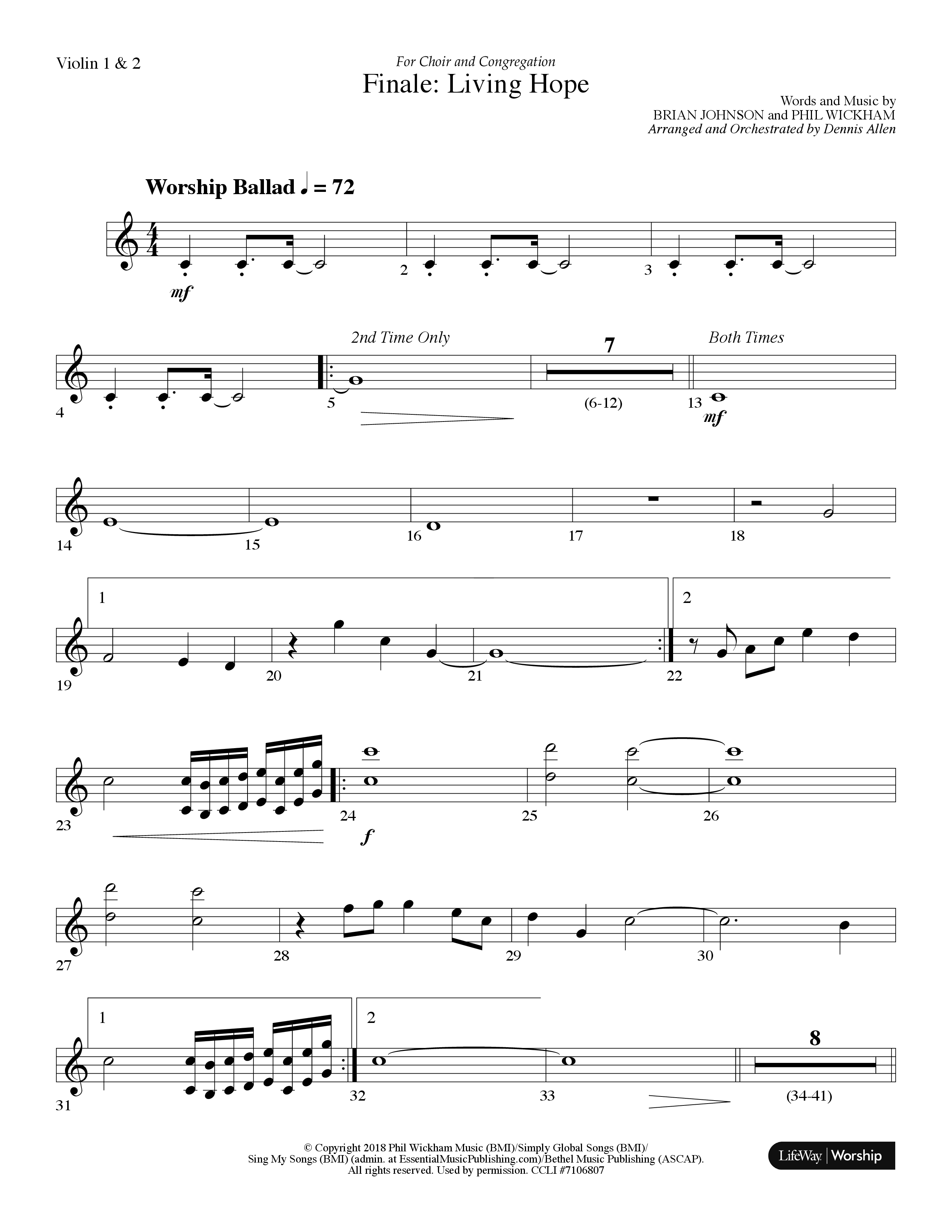 Finale: Living Hope Violin 1/2 (Lifeway Choral / Arr. Dennis Allen)