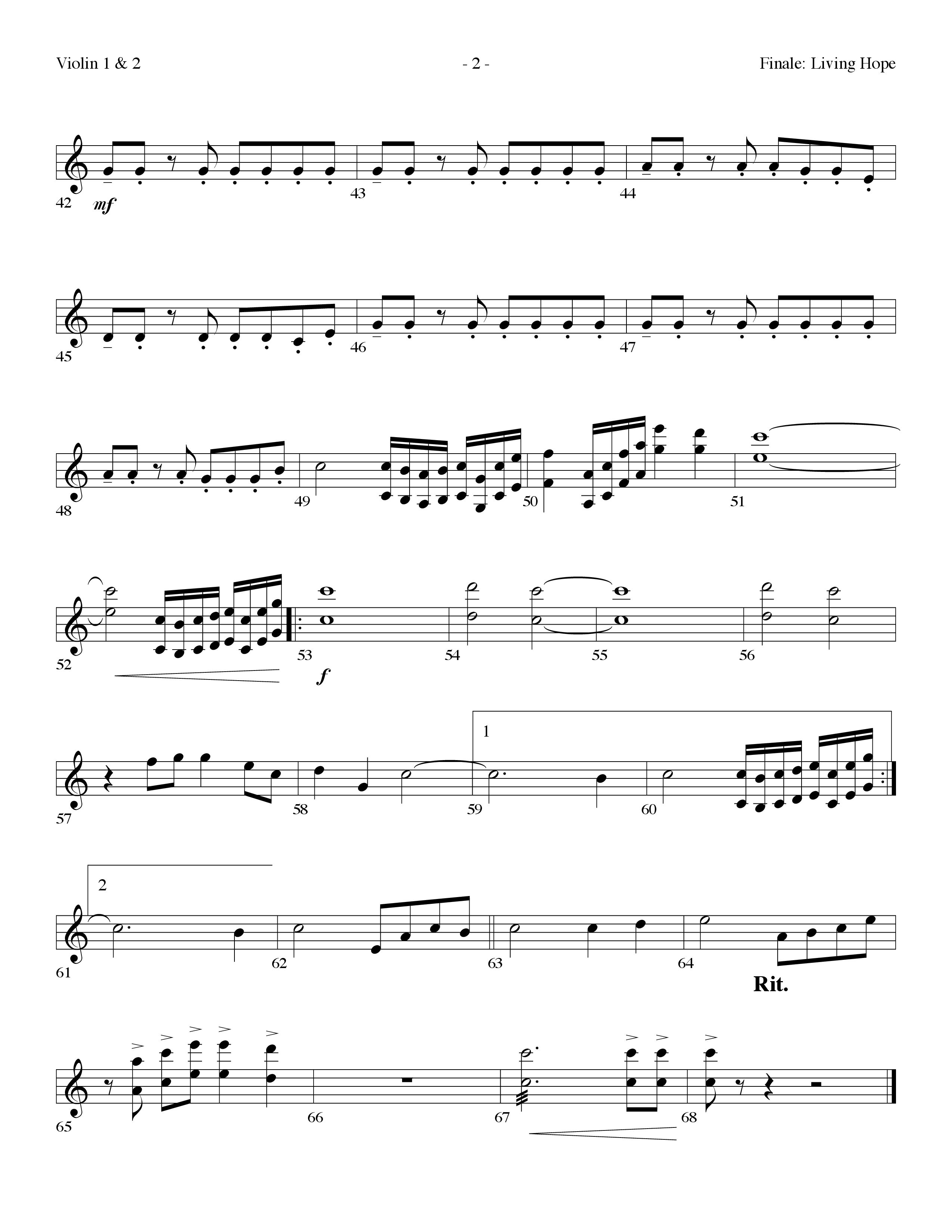 Finale: Living Hope Violin 1/2 (Lifeway Choral / Arr. Dennis Allen)