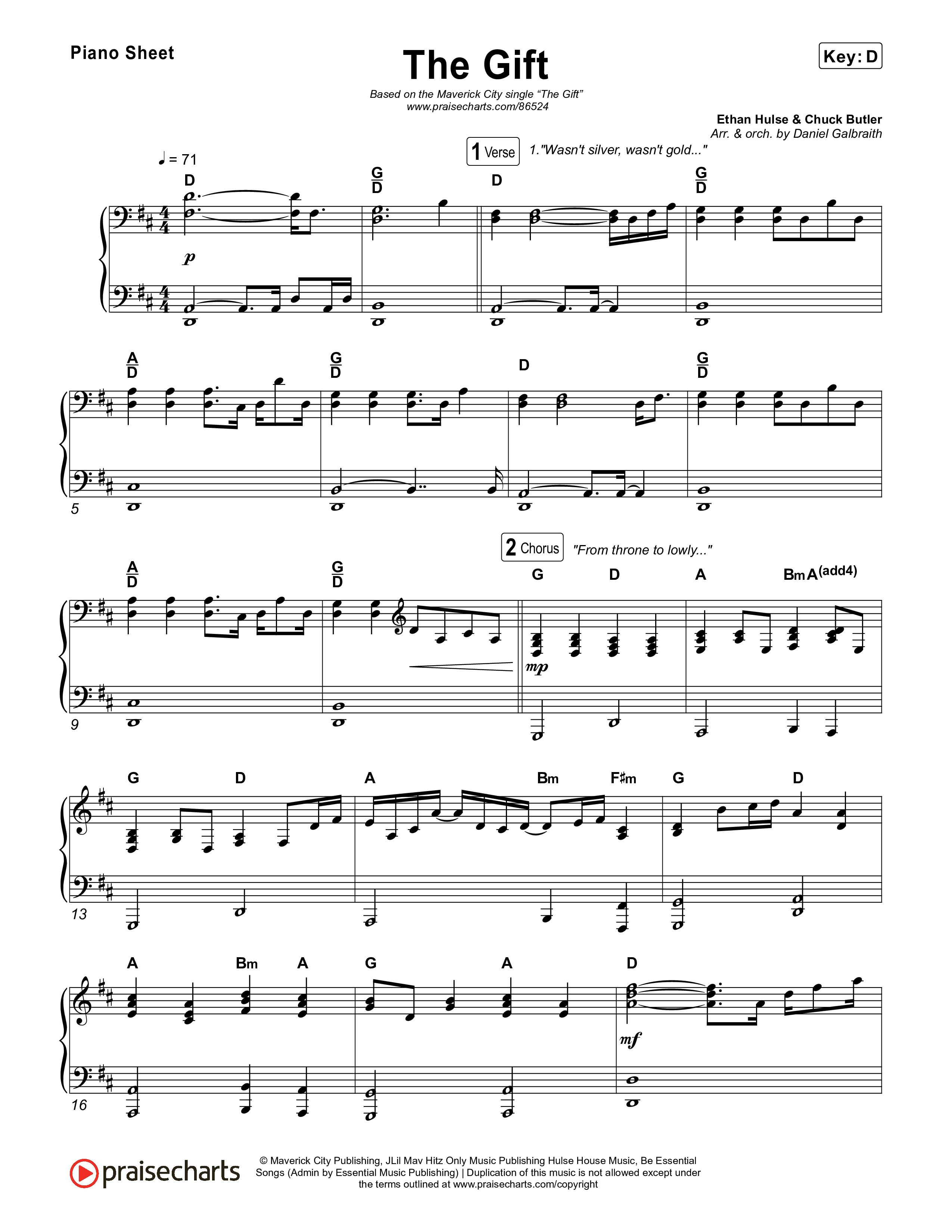 The Gift Piano Sheet (Maverick City Music / Naomi Raine / Nick Day)
