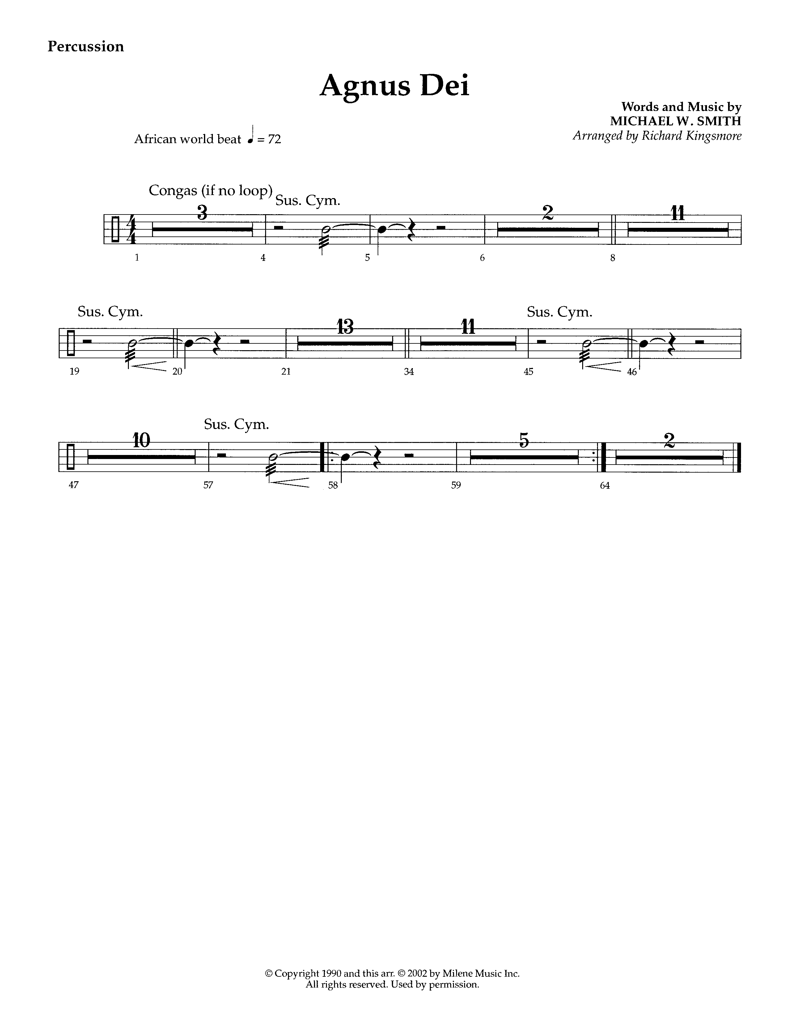 Agnus Dei (Instrumental) Percussion (Lifeway Worship / Arr. Richard Kingsmore)