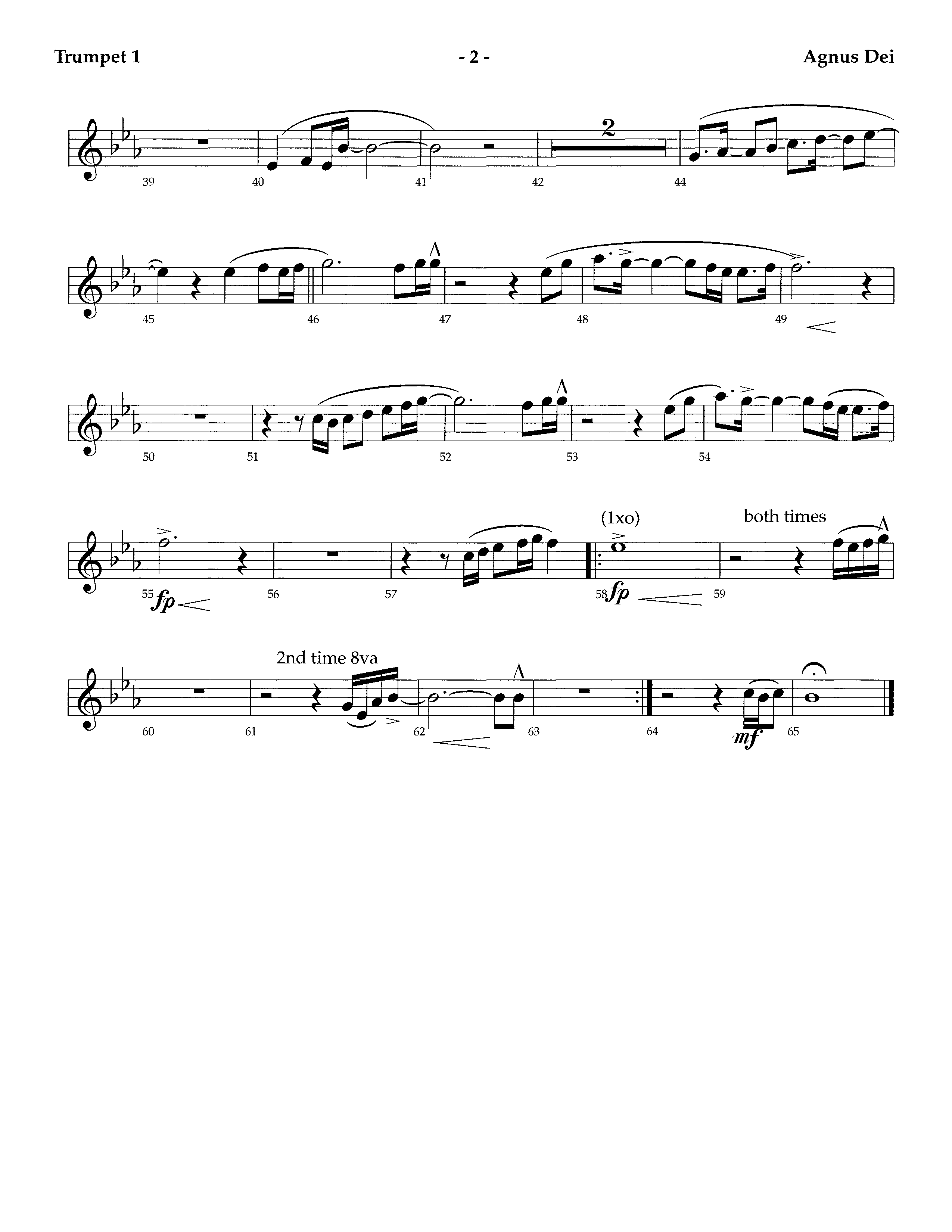 Agnus Dei (Instrumental) Trumpet 1 (Lifeway Worship / Arr. Richard Kingsmore)