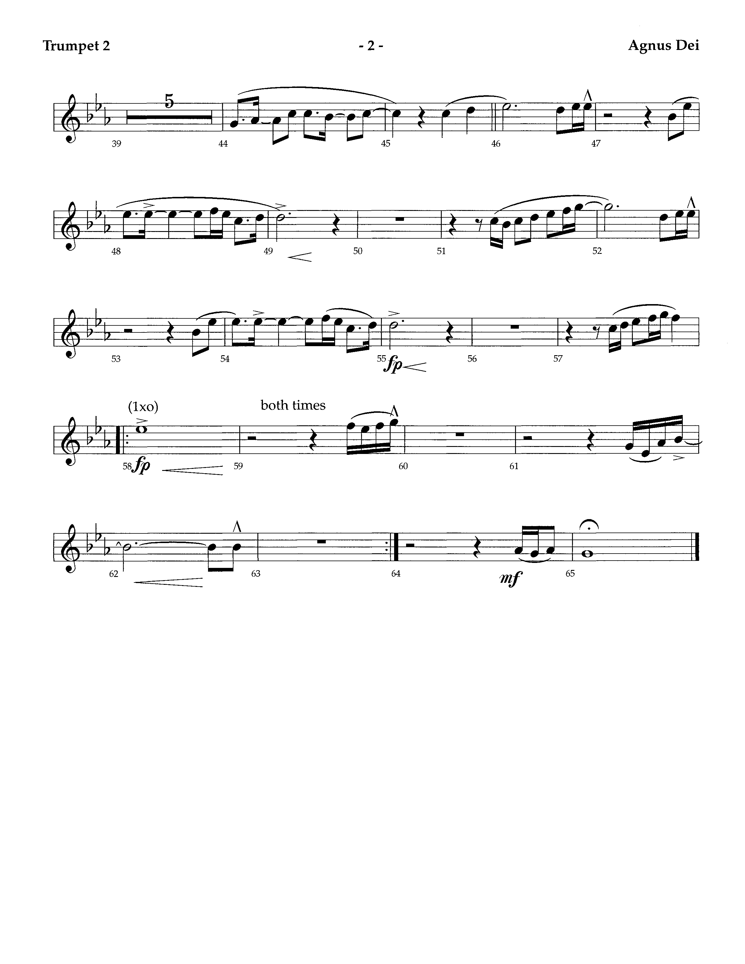 Agnus Dei (Instrumental) Trumpet 2 (Lifeway Worship / Arr. Richard Kingsmore)