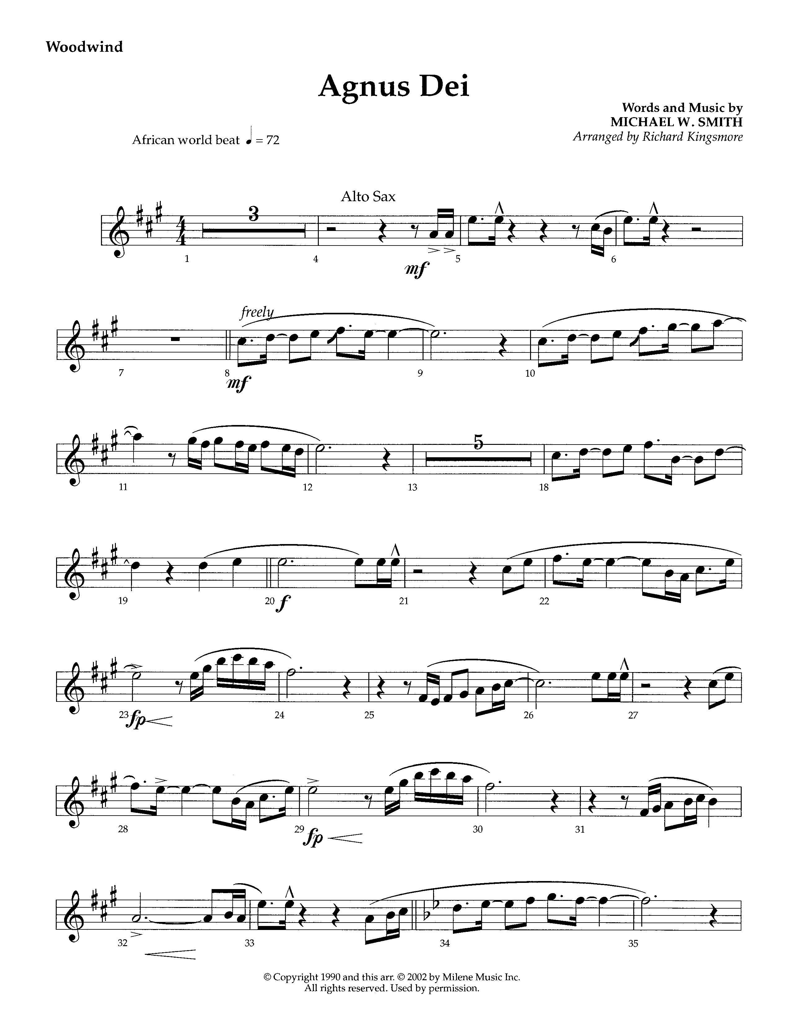 Agnus Dei (Instrumental) Winds (Lifeway Worship / Arr. Richard Kingsmore)