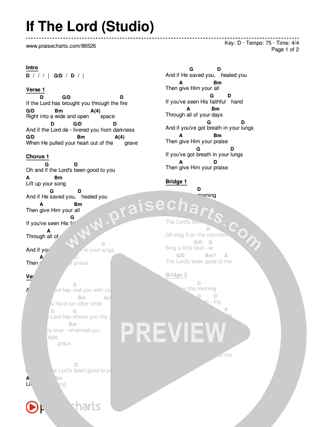 If The Lord (Studio) Chords & Lyrics ()