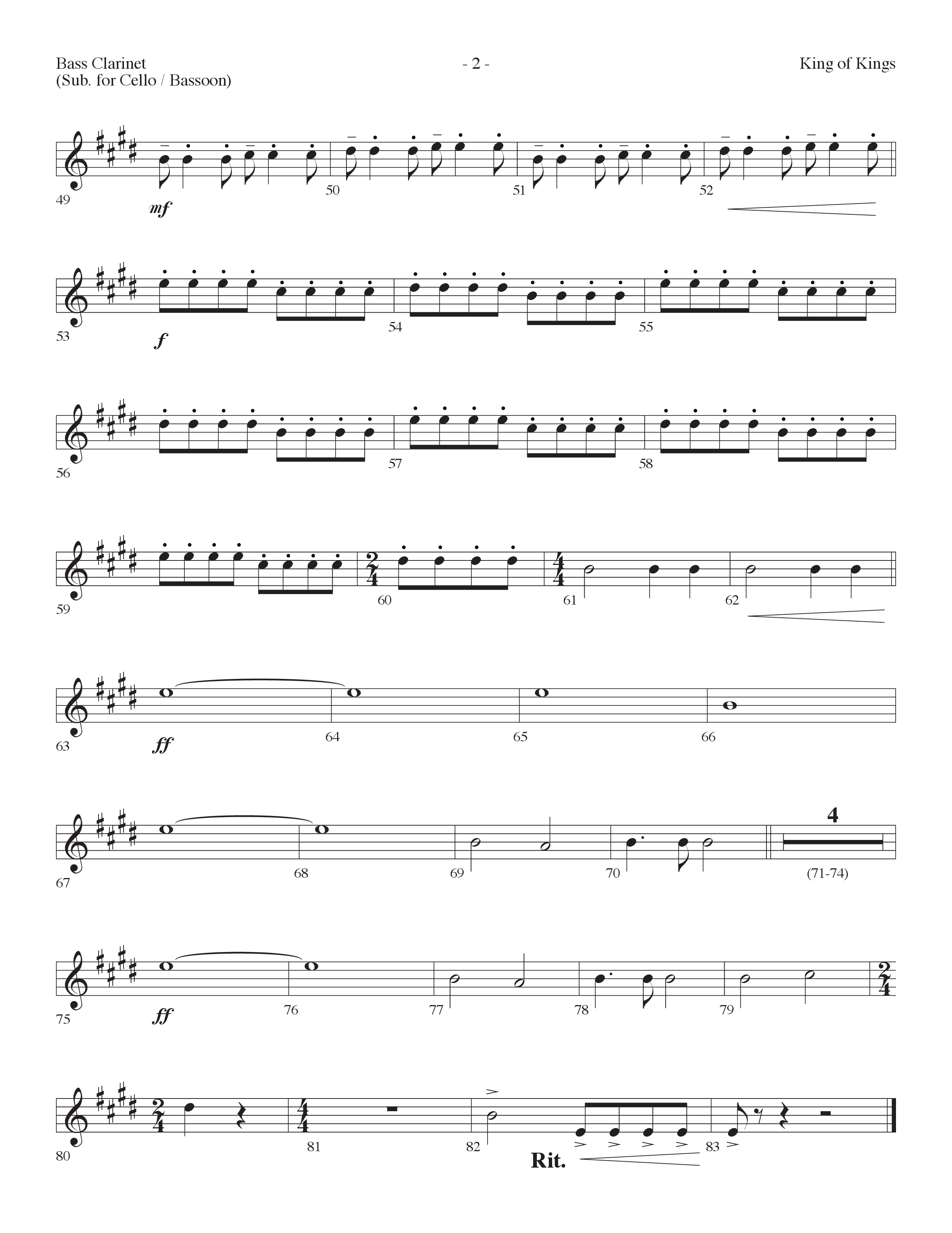 King Of Kings (Choral Anthem SATB) Bass Clarinet (Lifeway Choral / Arr. Dennis Allen)