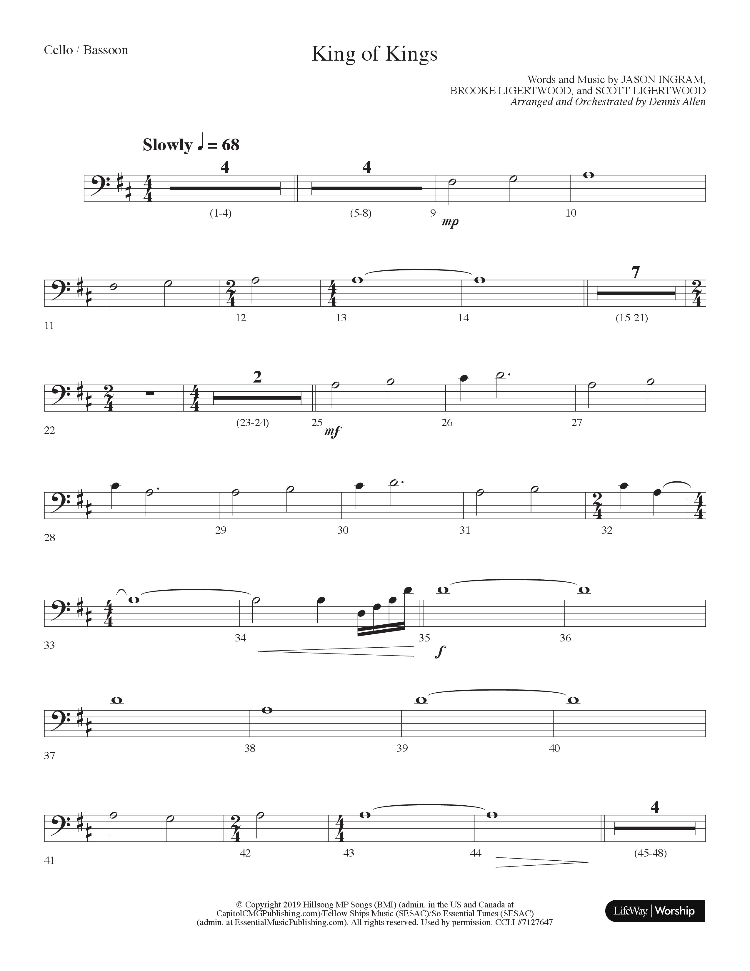 King Of Kings (Choral Anthem SATB) Cello (Lifeway Choral / Arr. Dennis Allen)