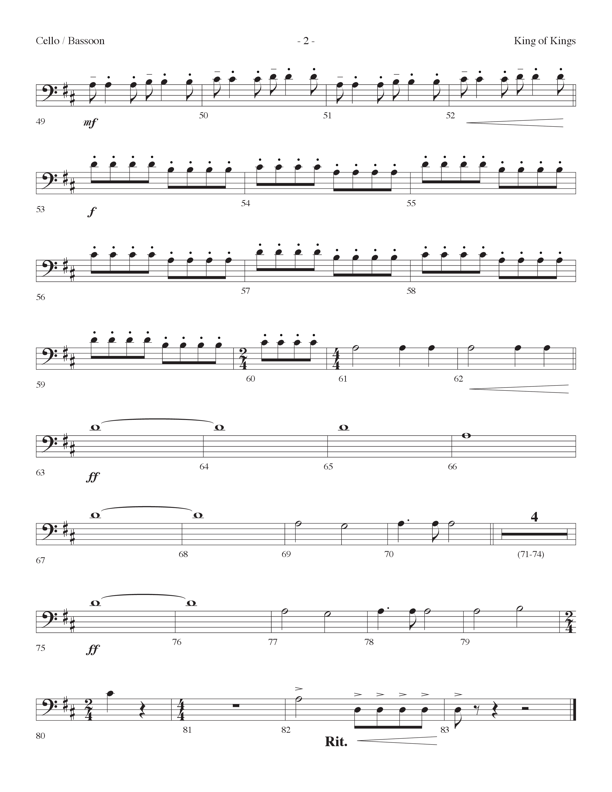 King Of Kings (Choral Anthem SATB) Cello (Lifeway Choral / Arr. Dennis Allen)