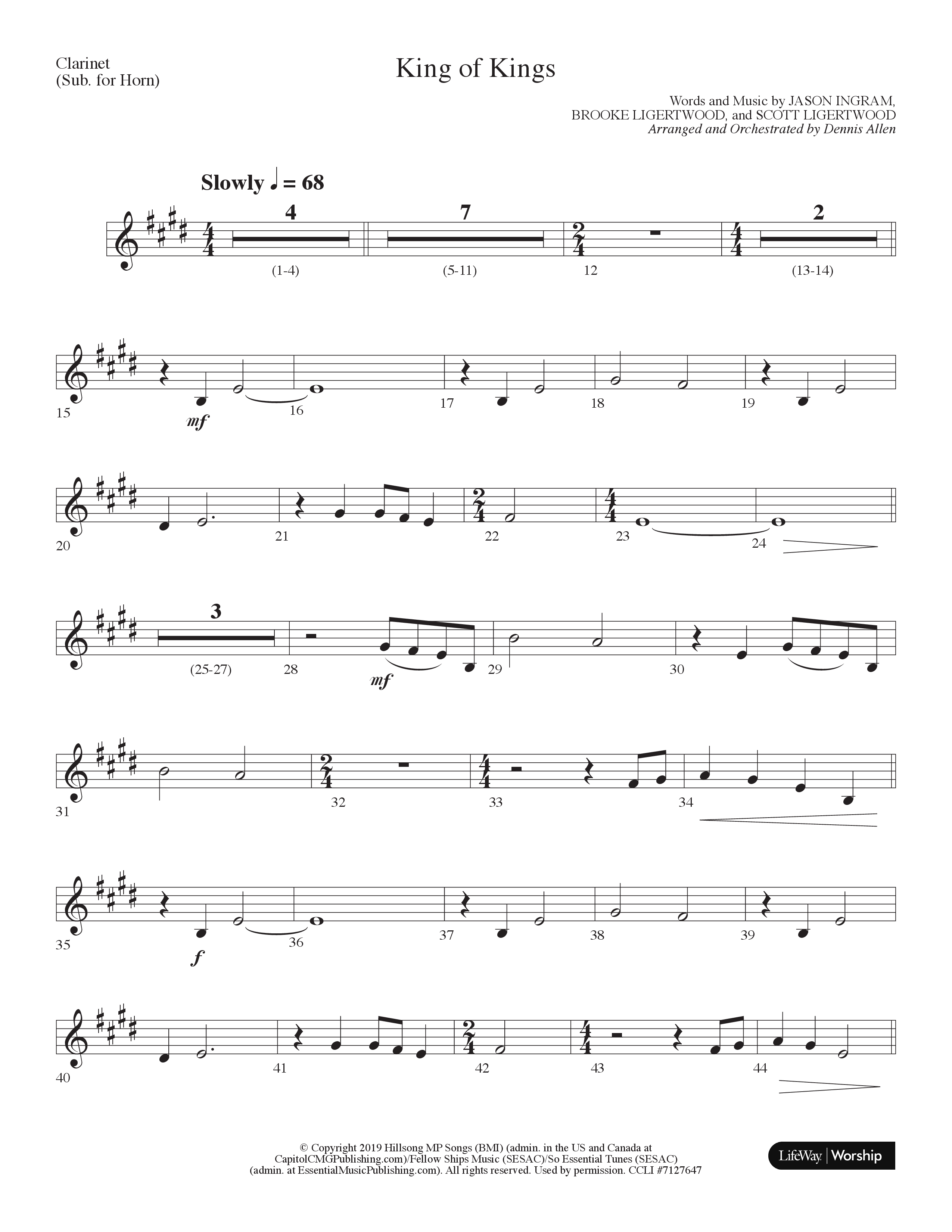 King Of Kings (Choral Anthem SATB) Clarinet (Lifeway Choral / Arr. Dennis Allen)