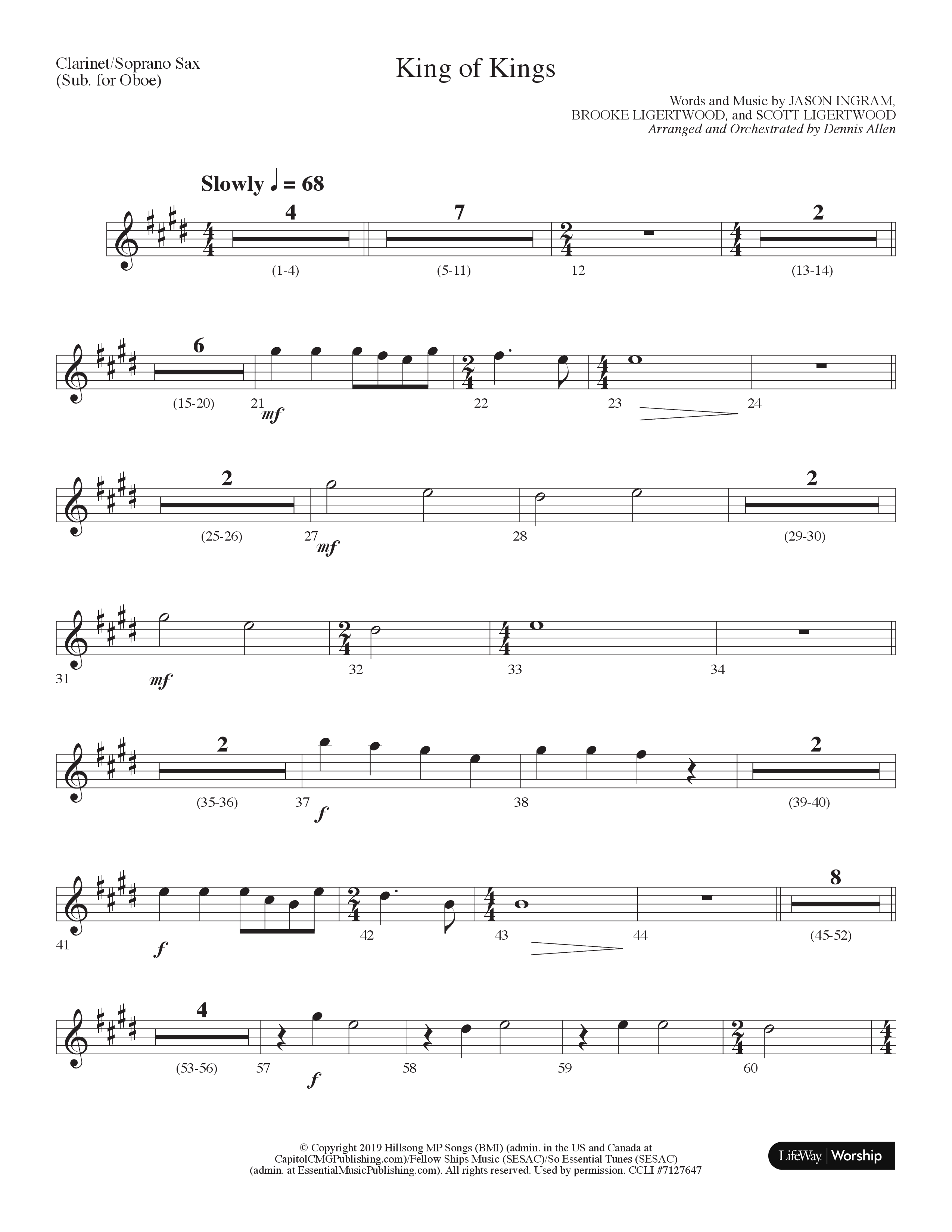 King Of Kings (Choral Anthem SATB) Clarinet/Soprano Sax (Lifeway Choral / Arr. Dennis Allen)