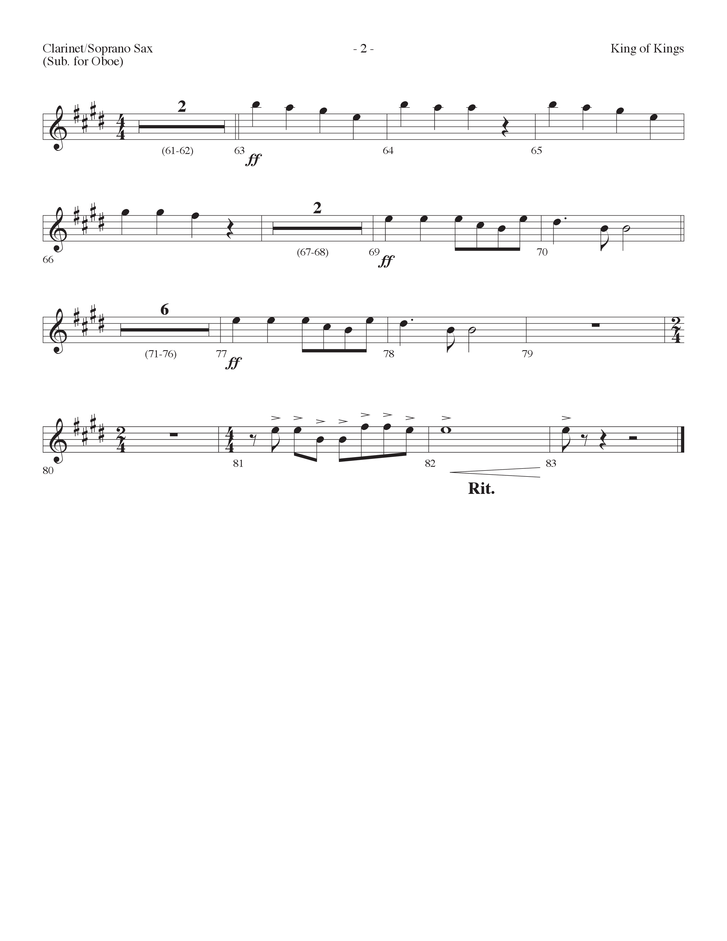 King Of Kings (Choral Anthem SATB) Clarinet/Soprano Sax (Lifeway Choral / Arr. Dennis Allen)