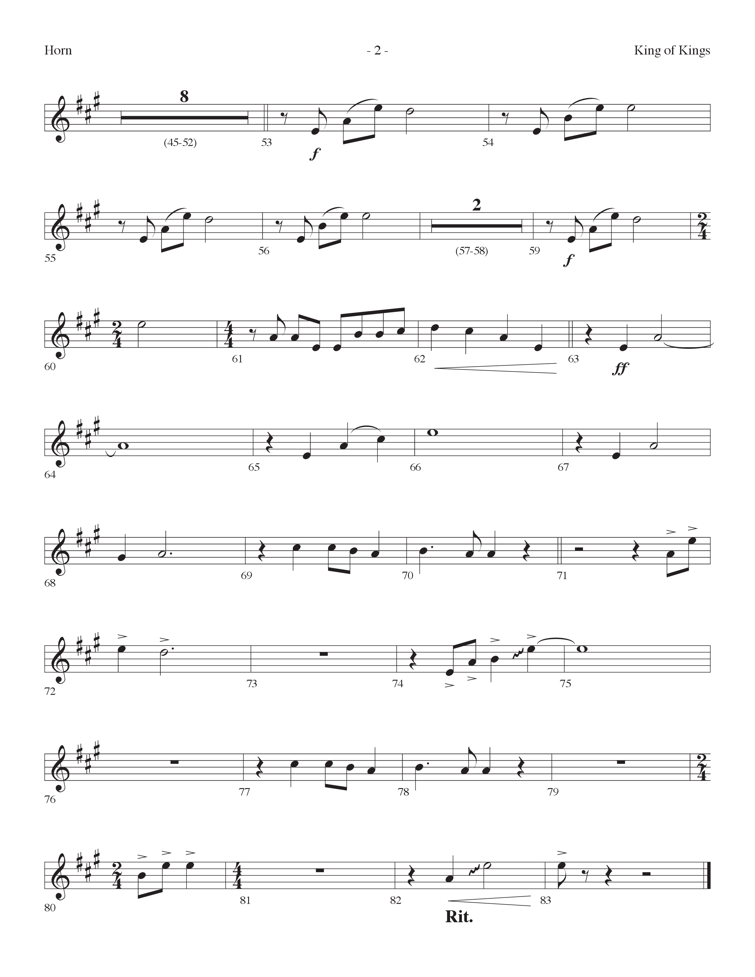 King Of Kings (Choral Anthem SATB) French Horn (Lifeway Choral / Arr. Dennis Allen)