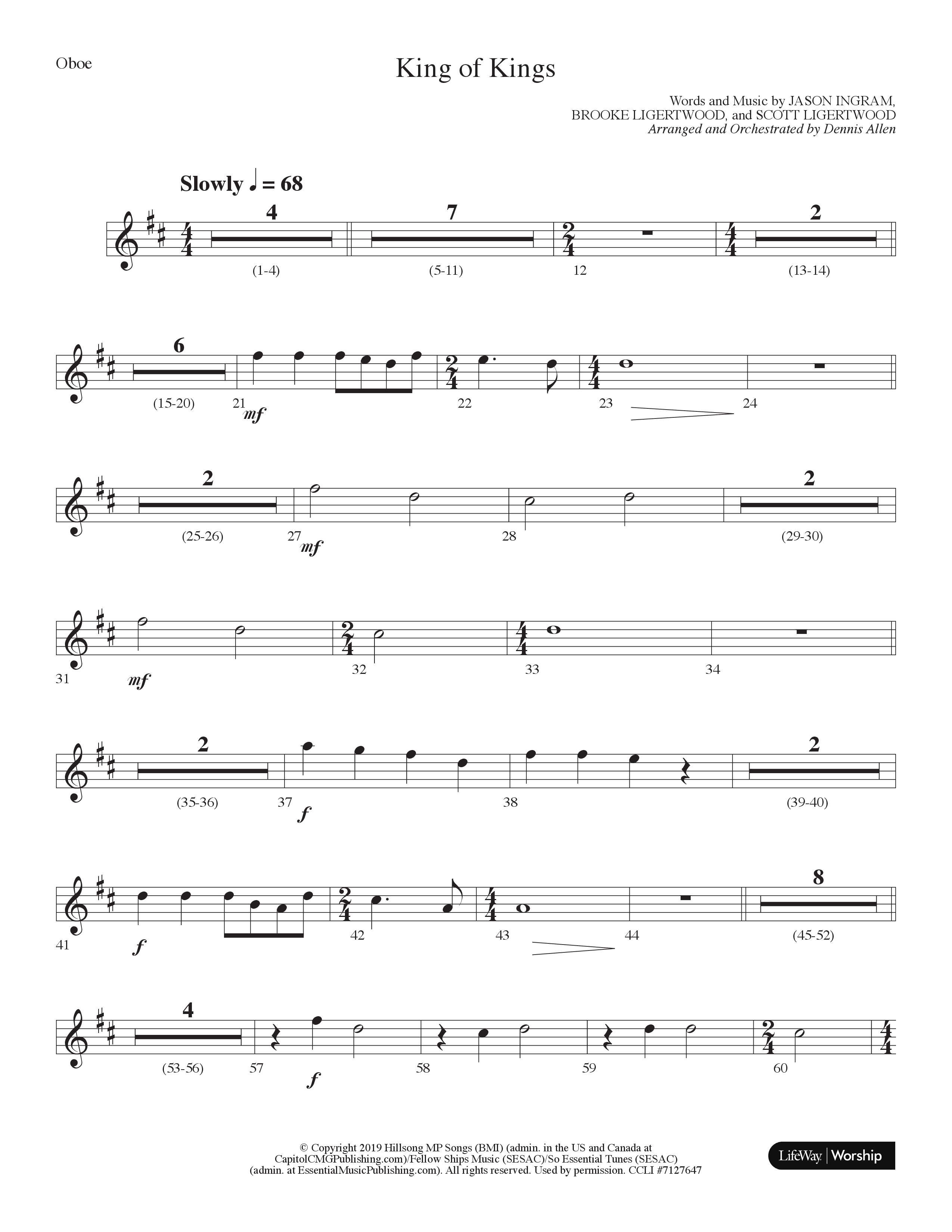 King Of Kings (Choral Anthem SATB) Oboe (Lifeway Choral / Arr. Dennis Allen)