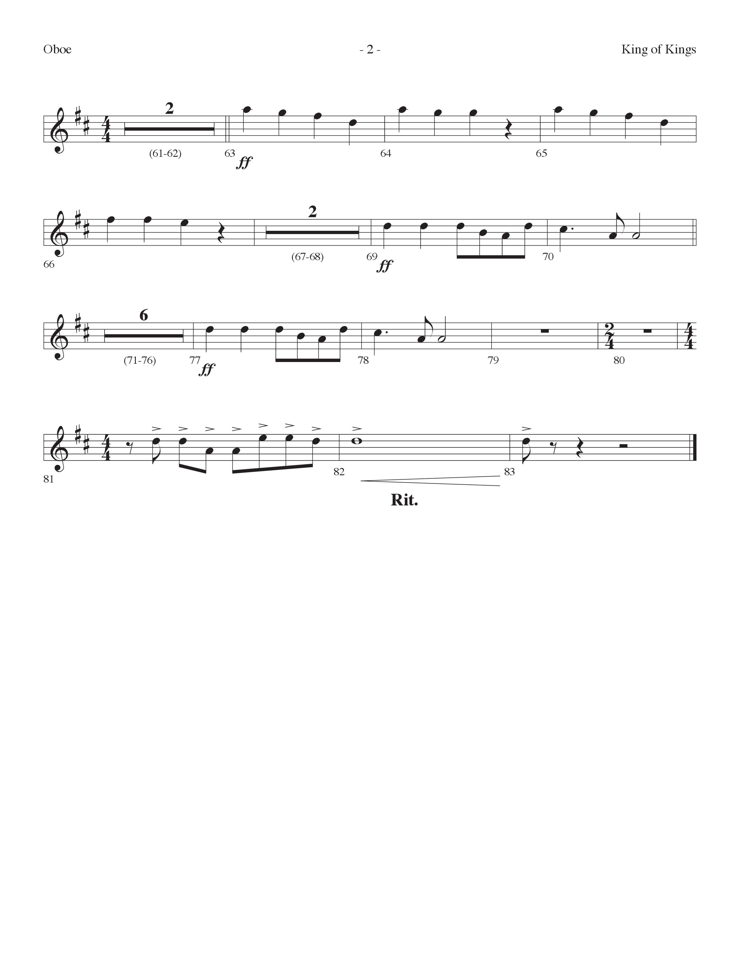 King Of Kings (Choral Anthem SATB) Oboe (Lifeway Choral / Arr. Dennis Allen)