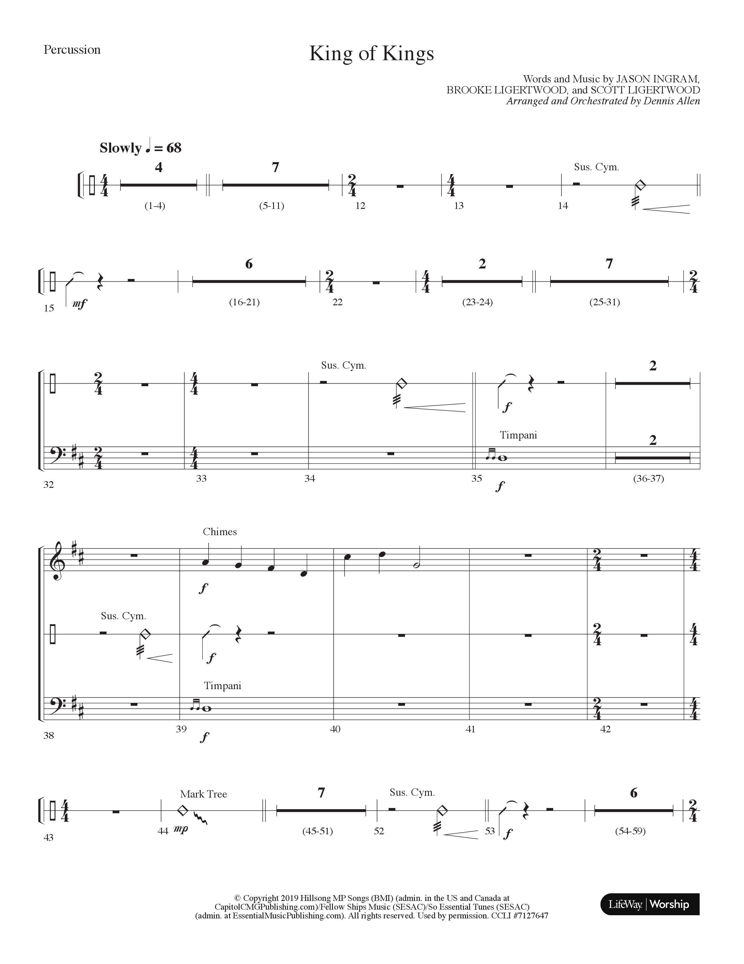 King Of Kings (Choral Anthem SATB) Percussion (Lifeway Choral / Arr. Dennis Allen)