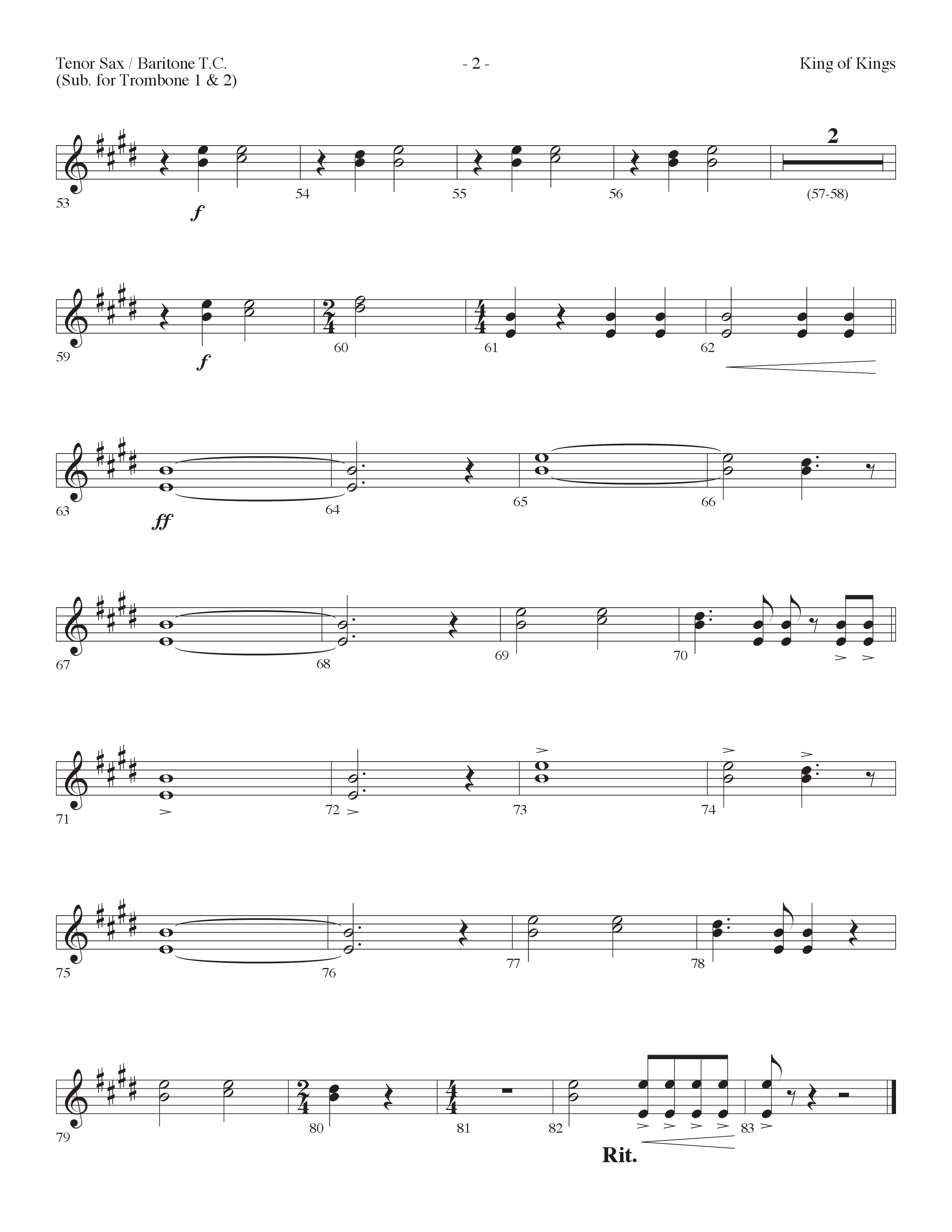 King Of Kings (Choral Anthem SATB) Tenor Sax/Baritone T.C. (Lifeway Choral / Arr. Dennis Allen)